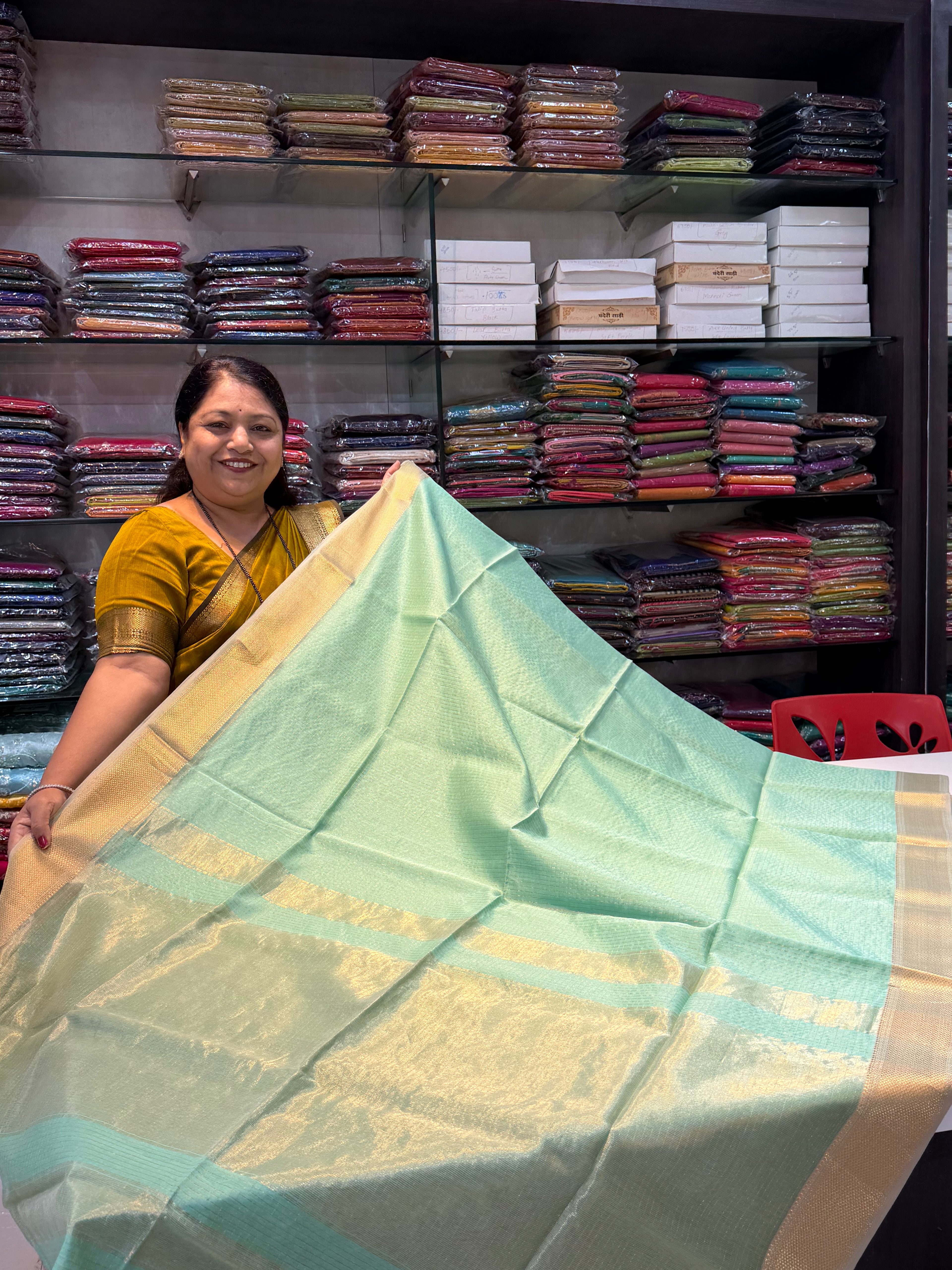 Checks Handloom Maheshwari Saree