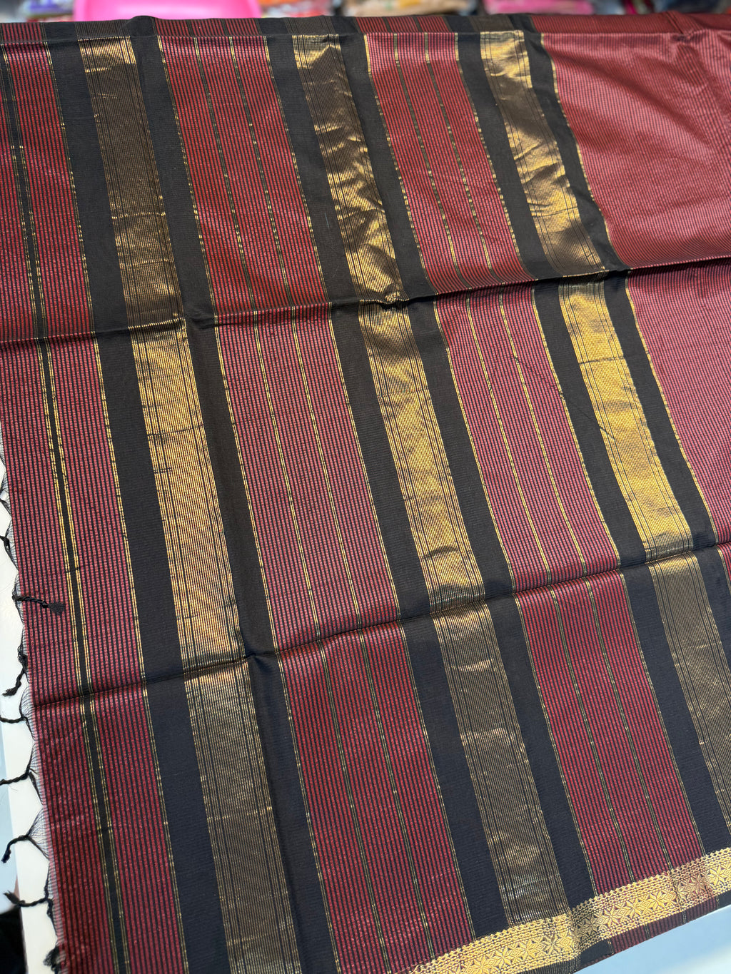 Handloom Garbhreshmi Maheshwari Saree – Pure Malbari Silk | Traditional Handwoven Elegance