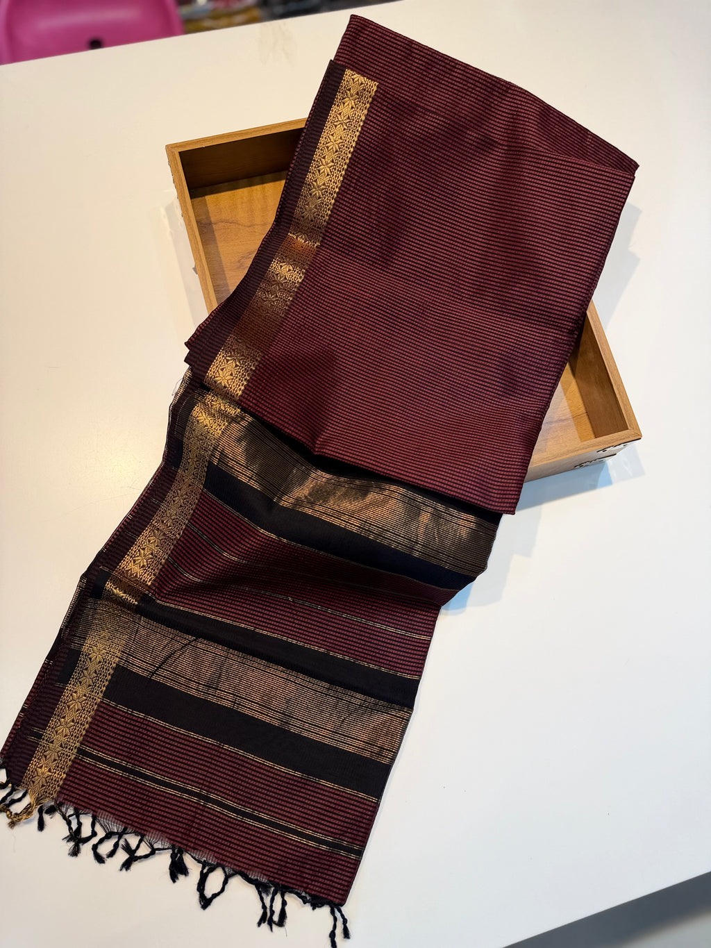 Handloom Garbhreshmi Maheshwari Saree – Pure Malbari Silk | Traditional Handwoven Elegance