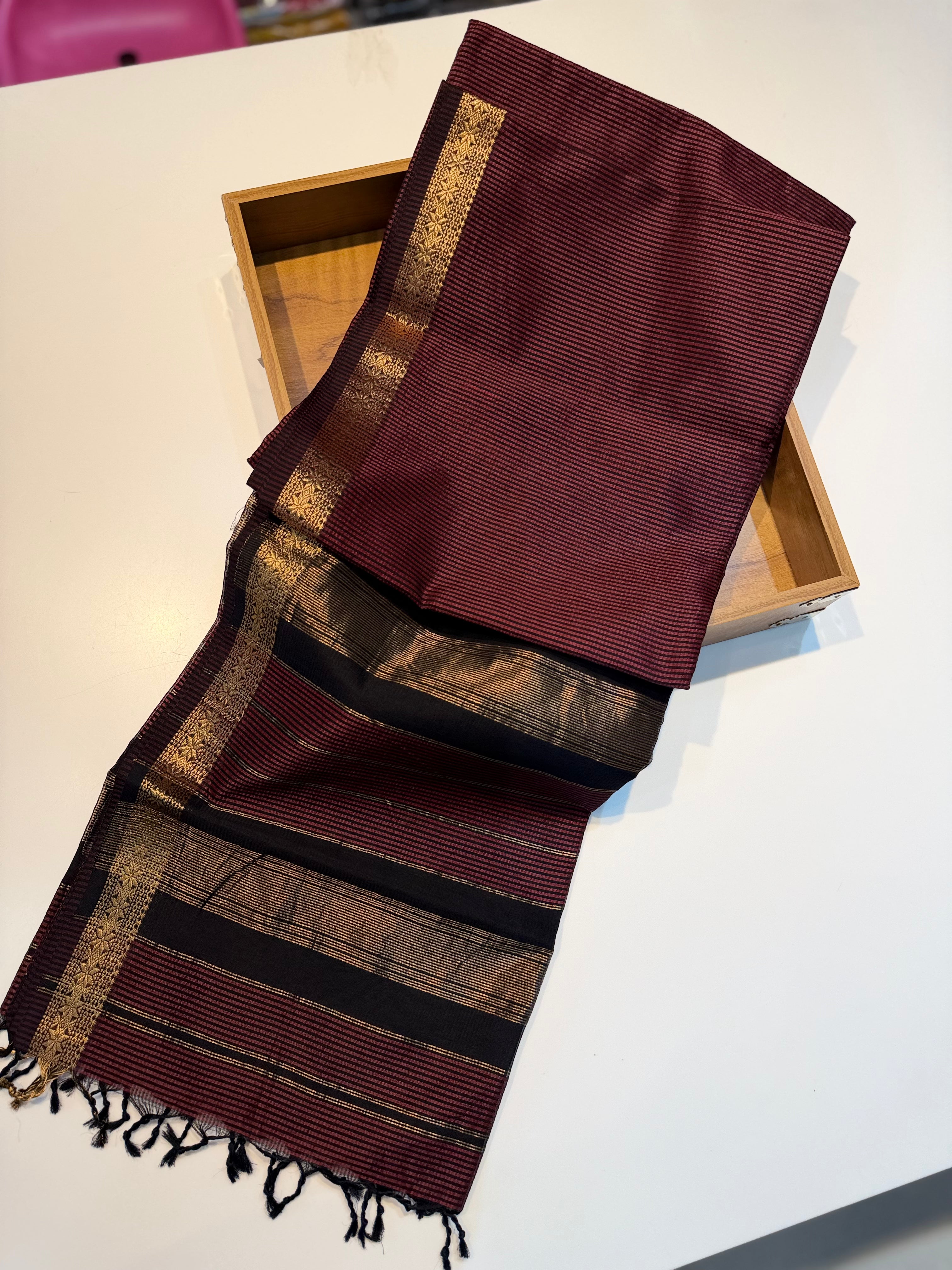 Handloom Garbhreshmi Maheshwari Saree – Pure Malbari Silk | Traditional Handwoven Elegance