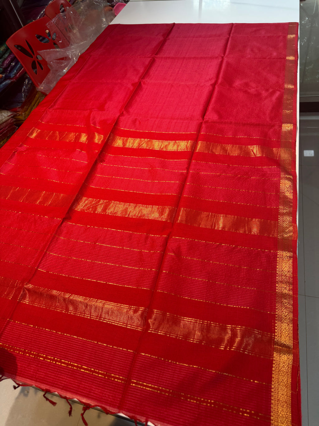 Handloom Garbhreshmi Maheshwari Saree – Pure Malbari Silk | Traditional Handwoven Elegance