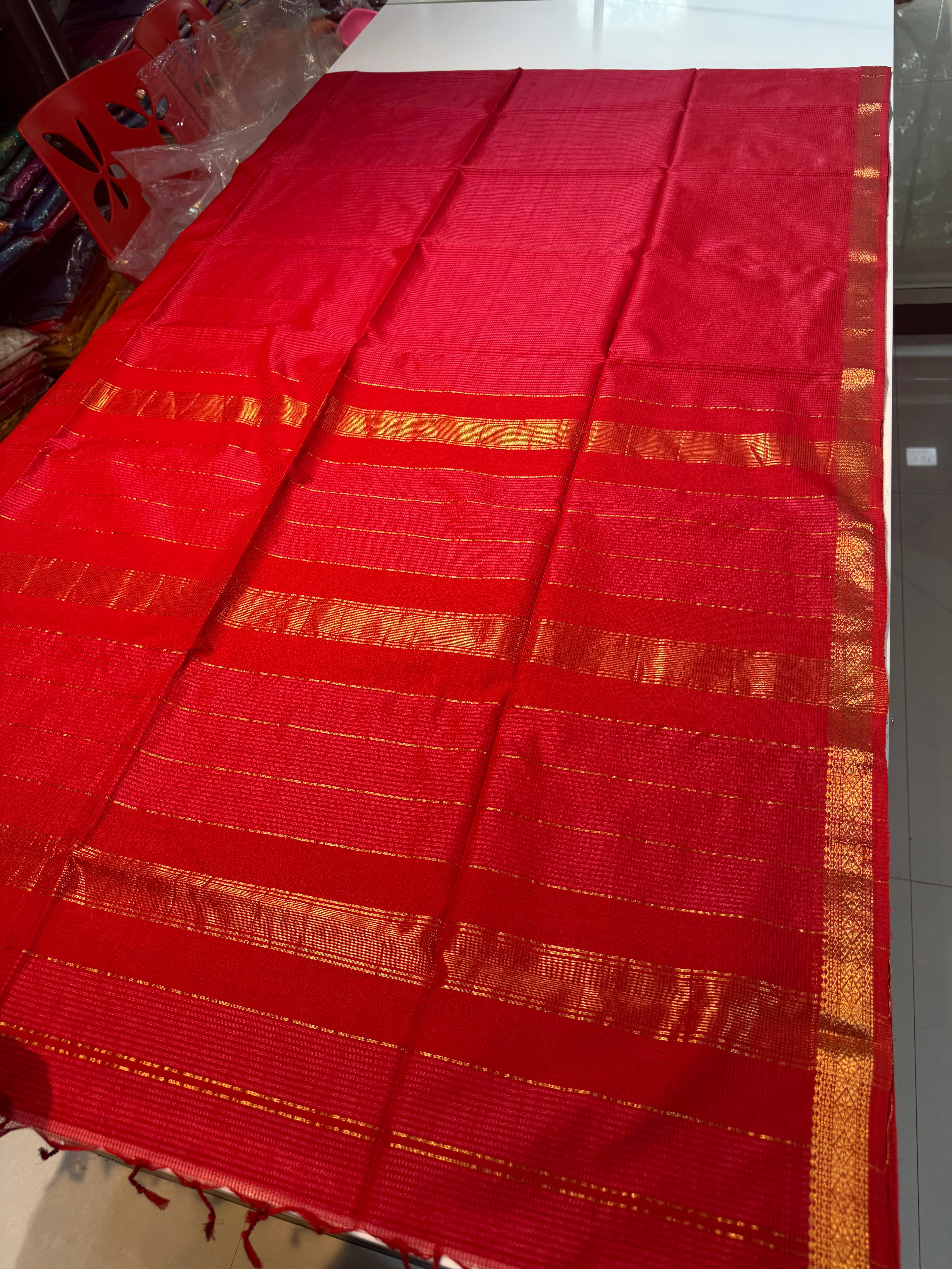 Handloom Garbhreshmi Maheshwari Saree – Pure Malbari Silk | Traditional Handwoven Elegance