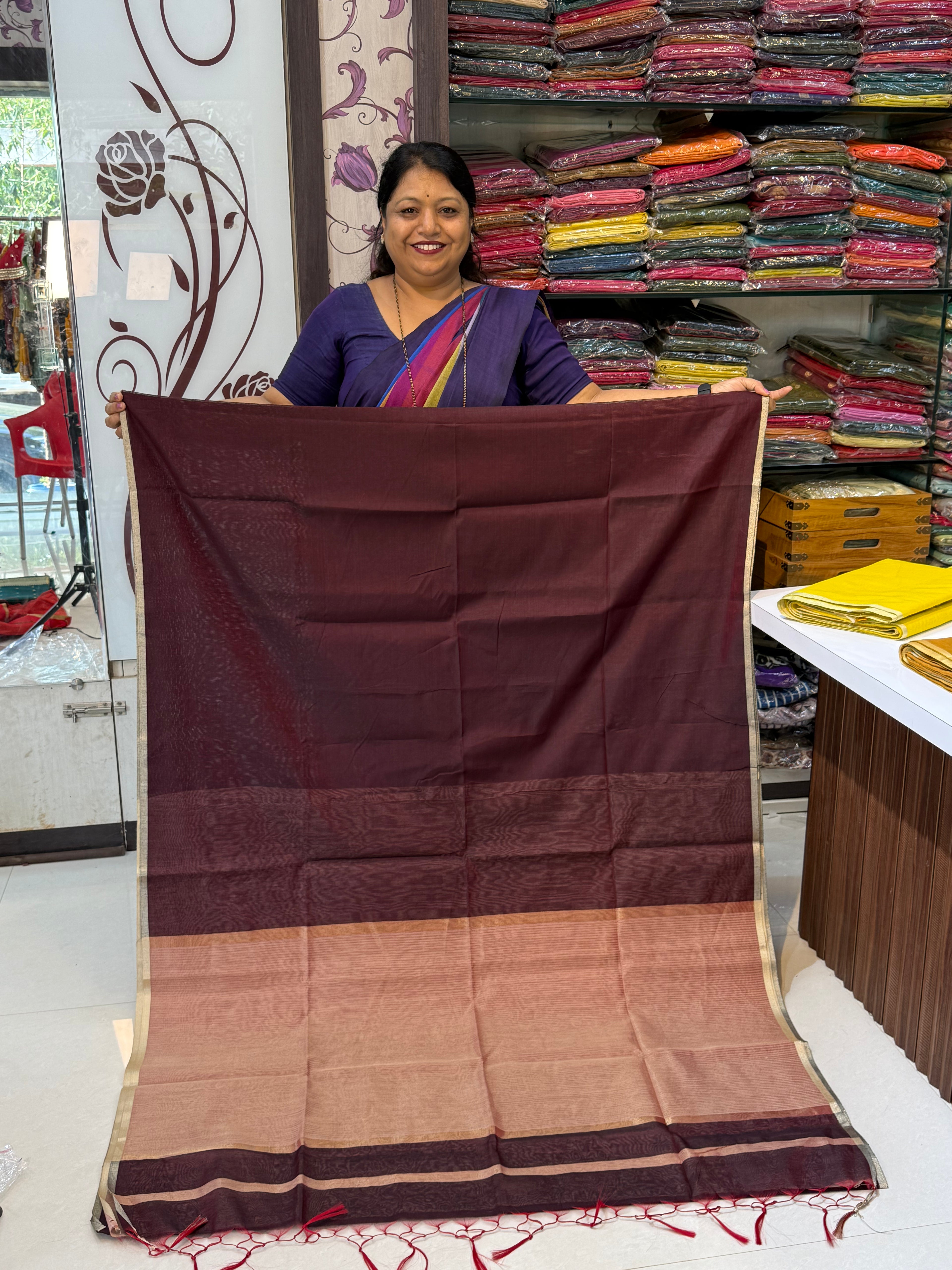 Vrinda Cotton Plain Saree – Elegant Office & Occasion Wear