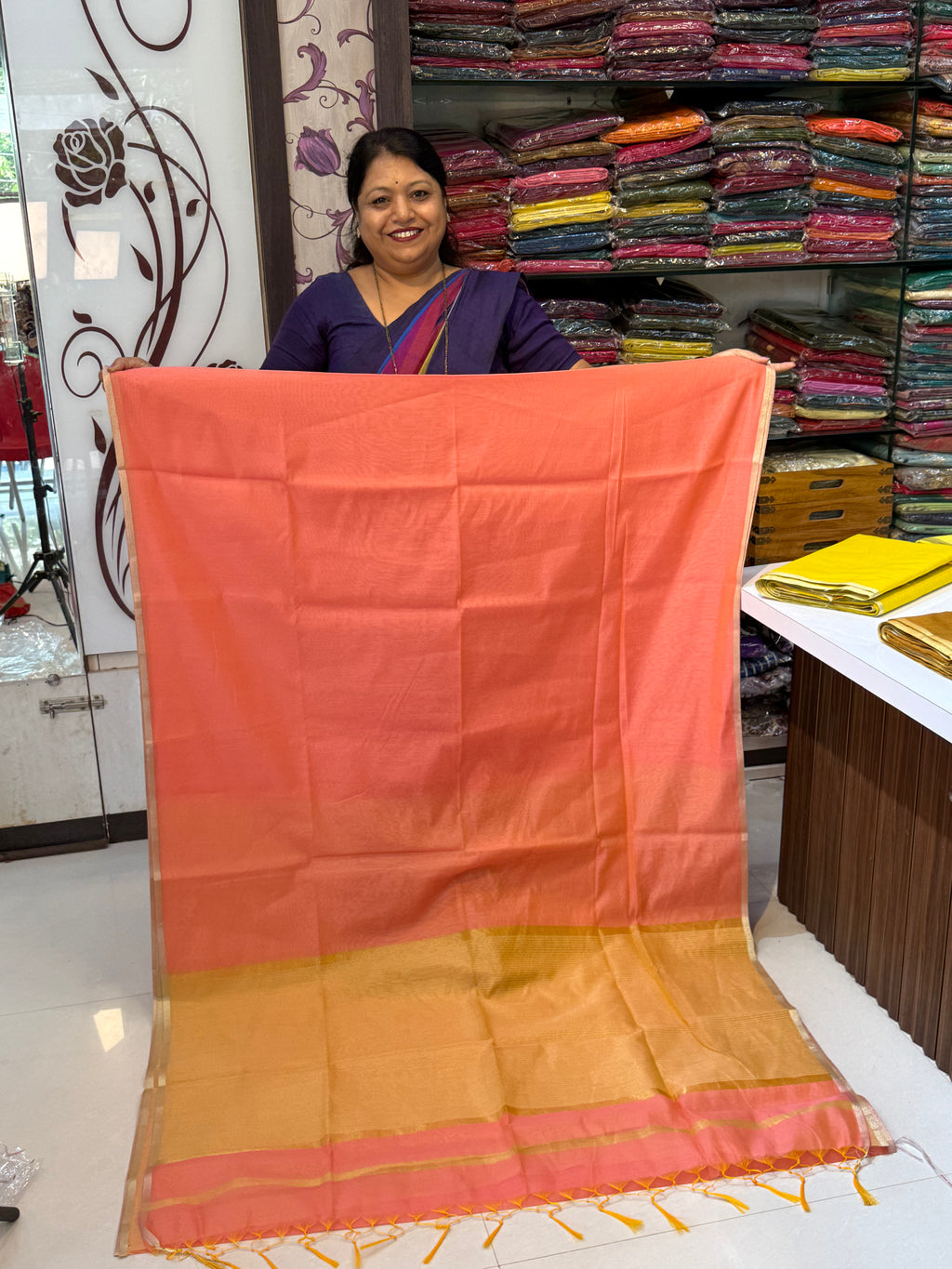 Vrinda Cotton Plain Saree – Elegant Office & Occasion Wear