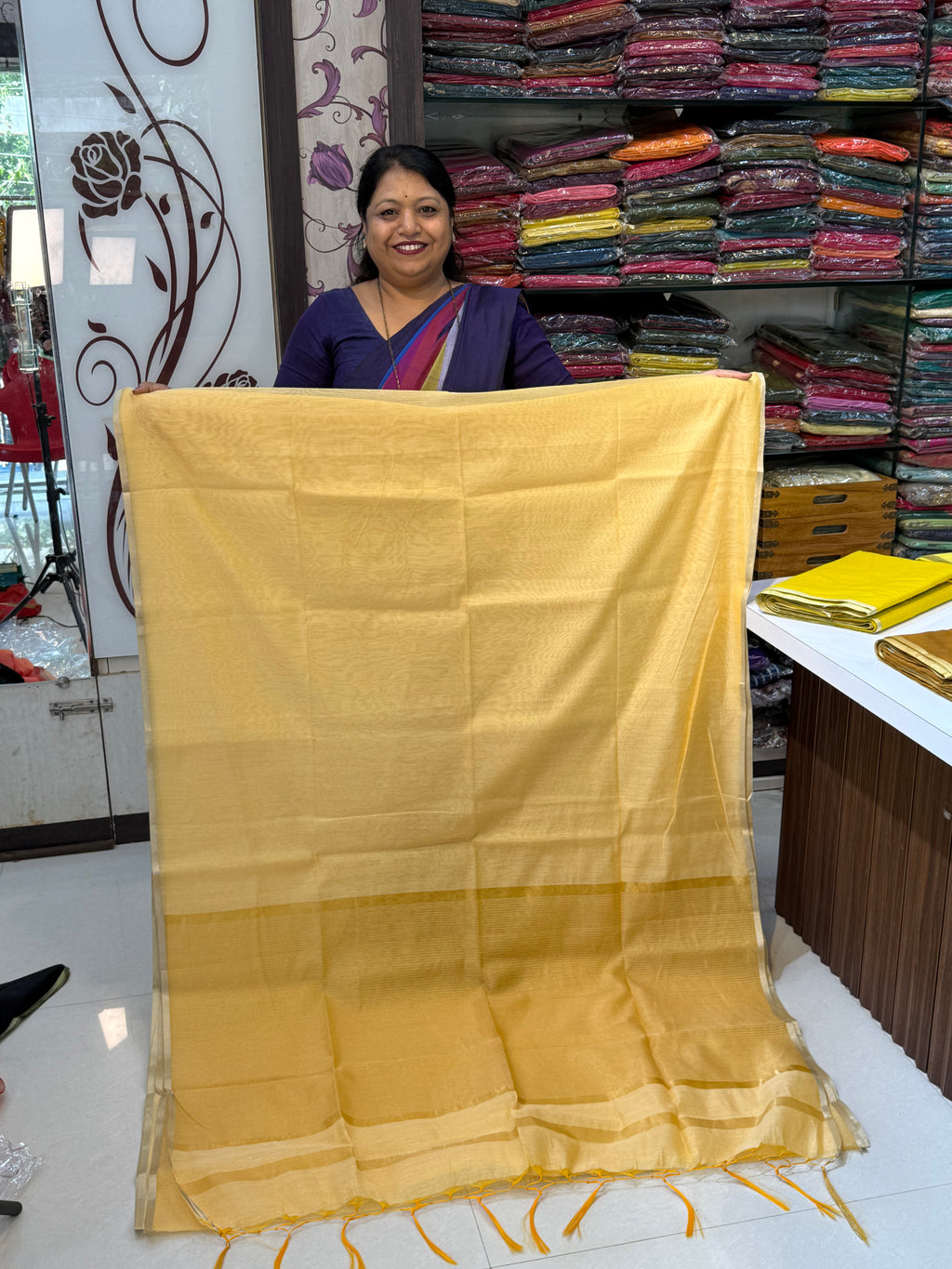 Vrinda Cotton Plain Saree – Elegant Office & Occasion Wear