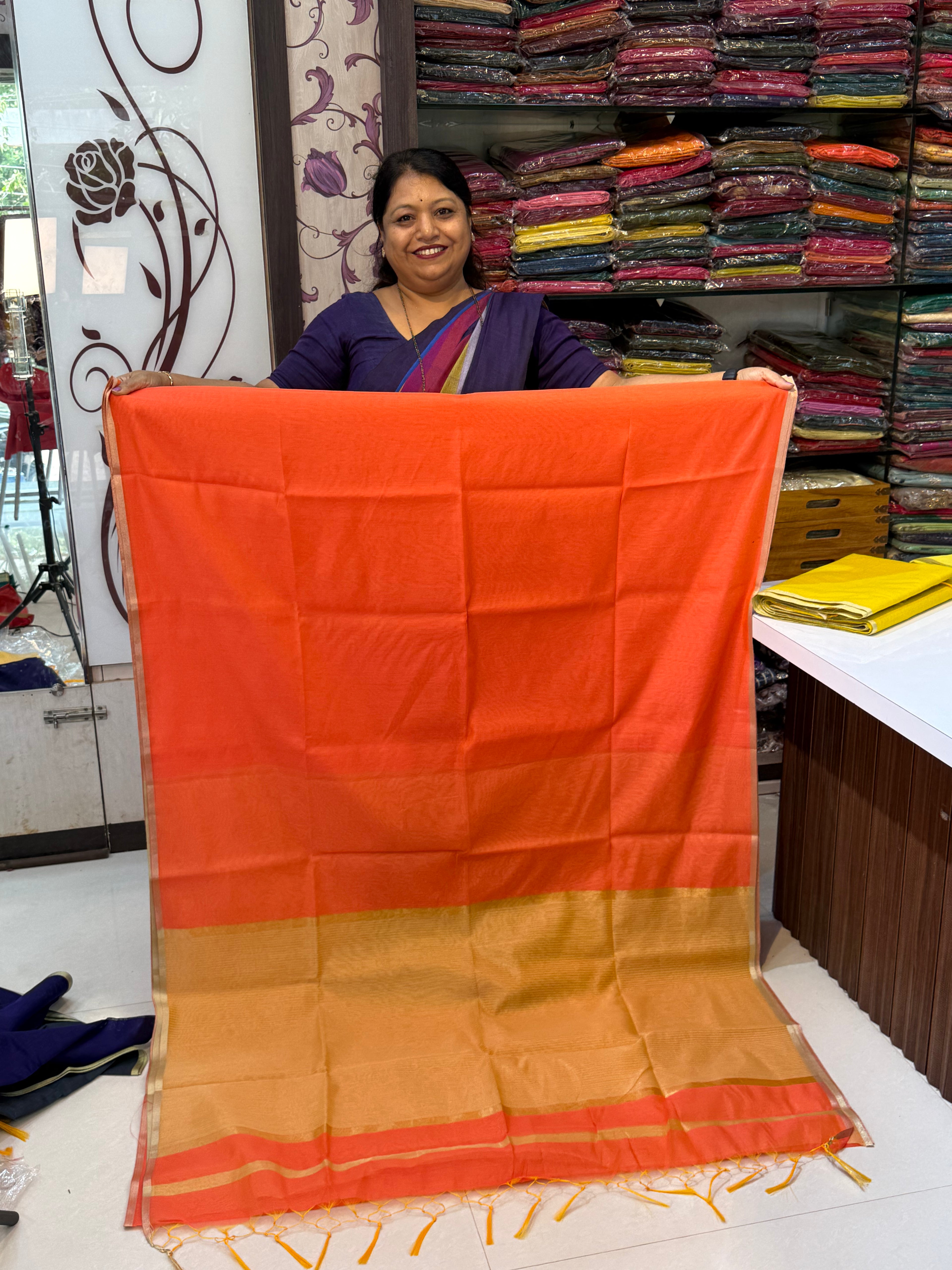 Vrinda Cotton Plain Saree – Elegant Office & Occasion Wear