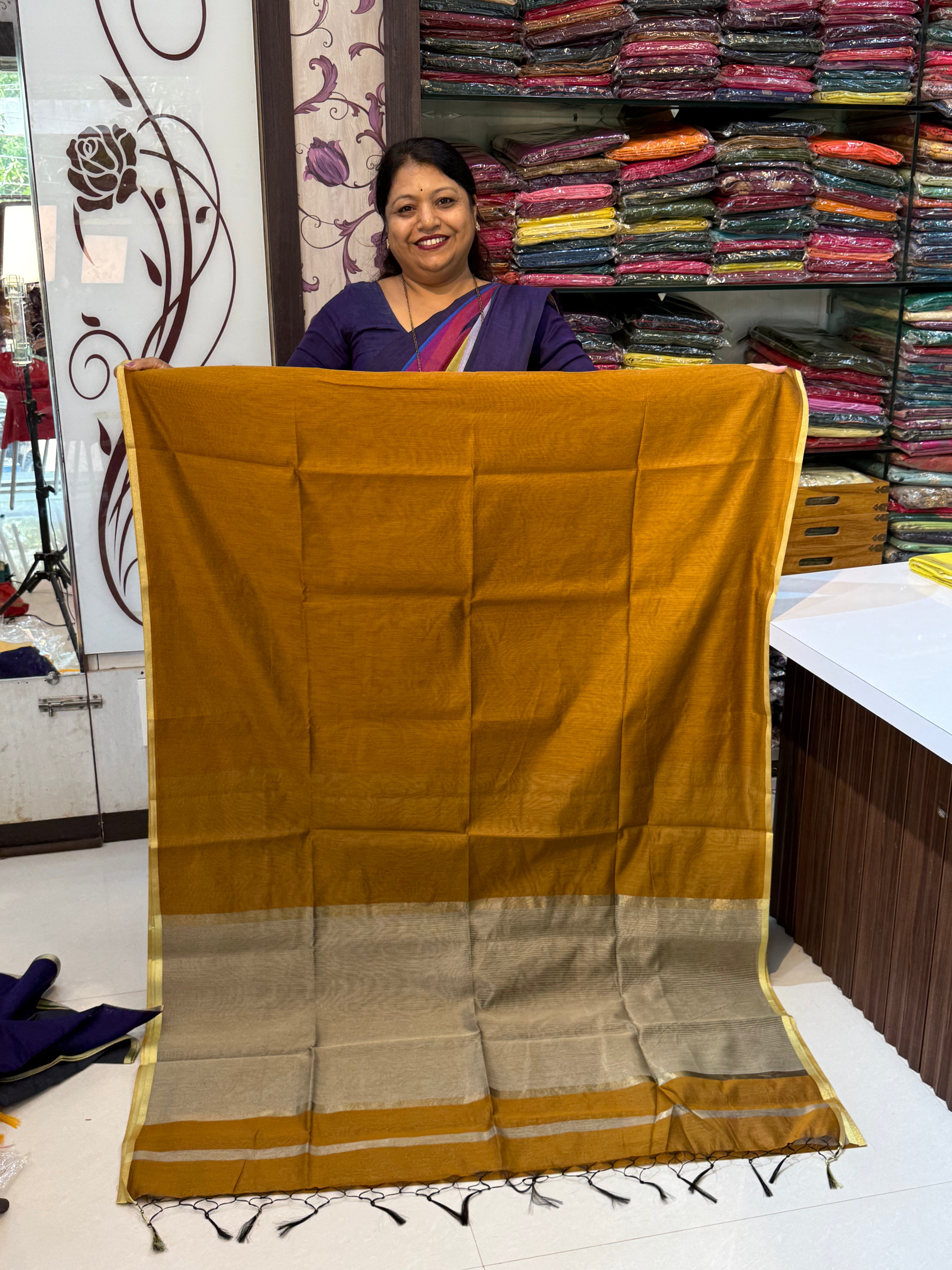 Vrinda Cotton Plain Saree – Elegant Office & Occasion Wear