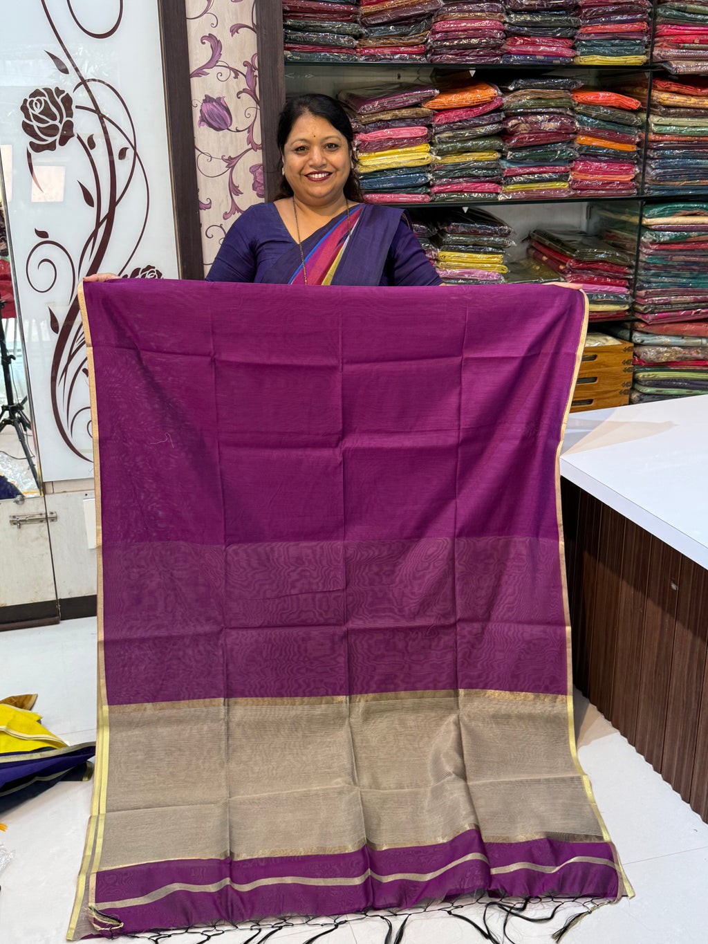 Vrinda Cotton Plain Saree – Elegant Office & Occasion Wear