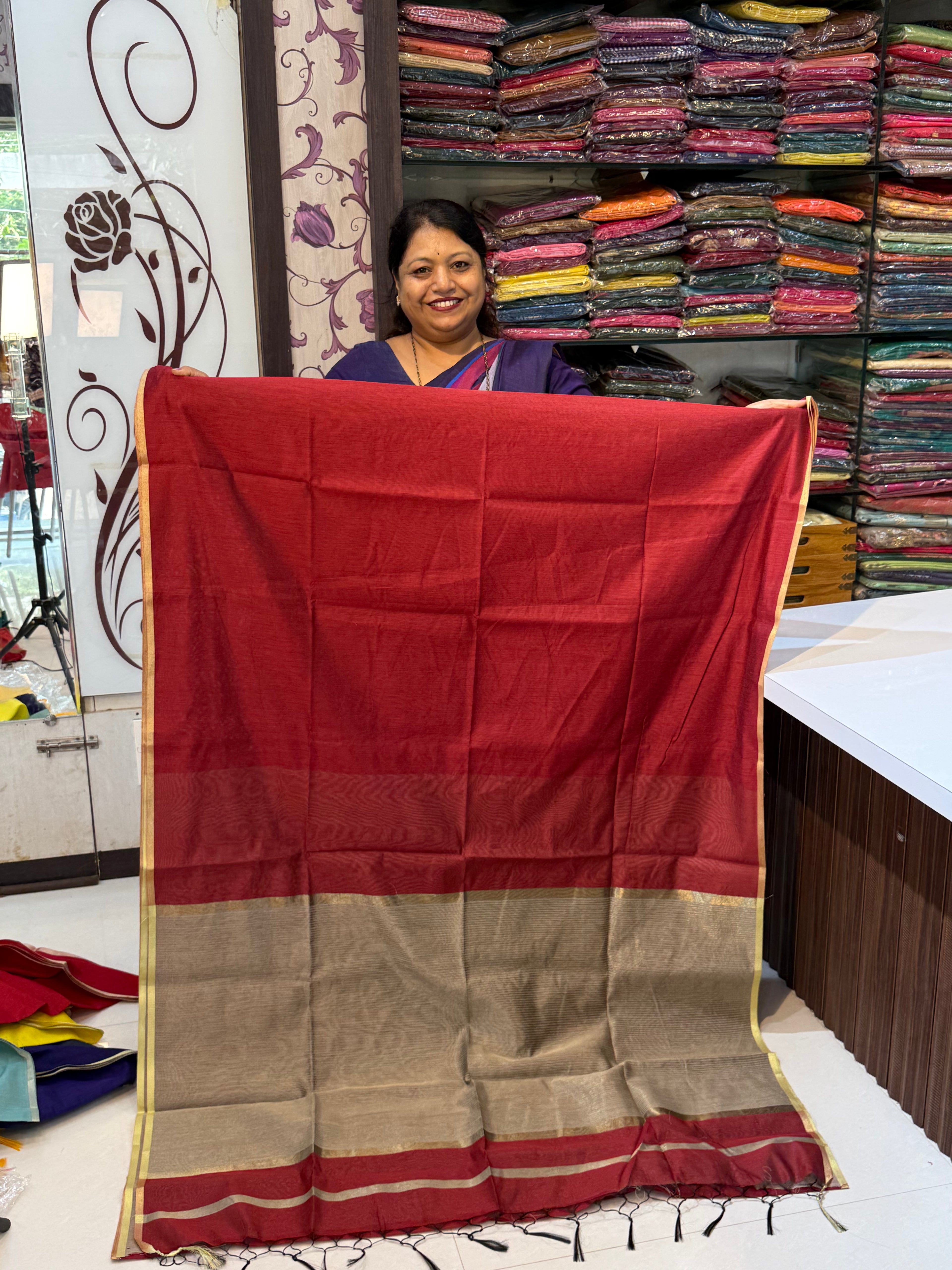Vrinda Cotton Plain Saree – Elegant Office & Occasion Wear