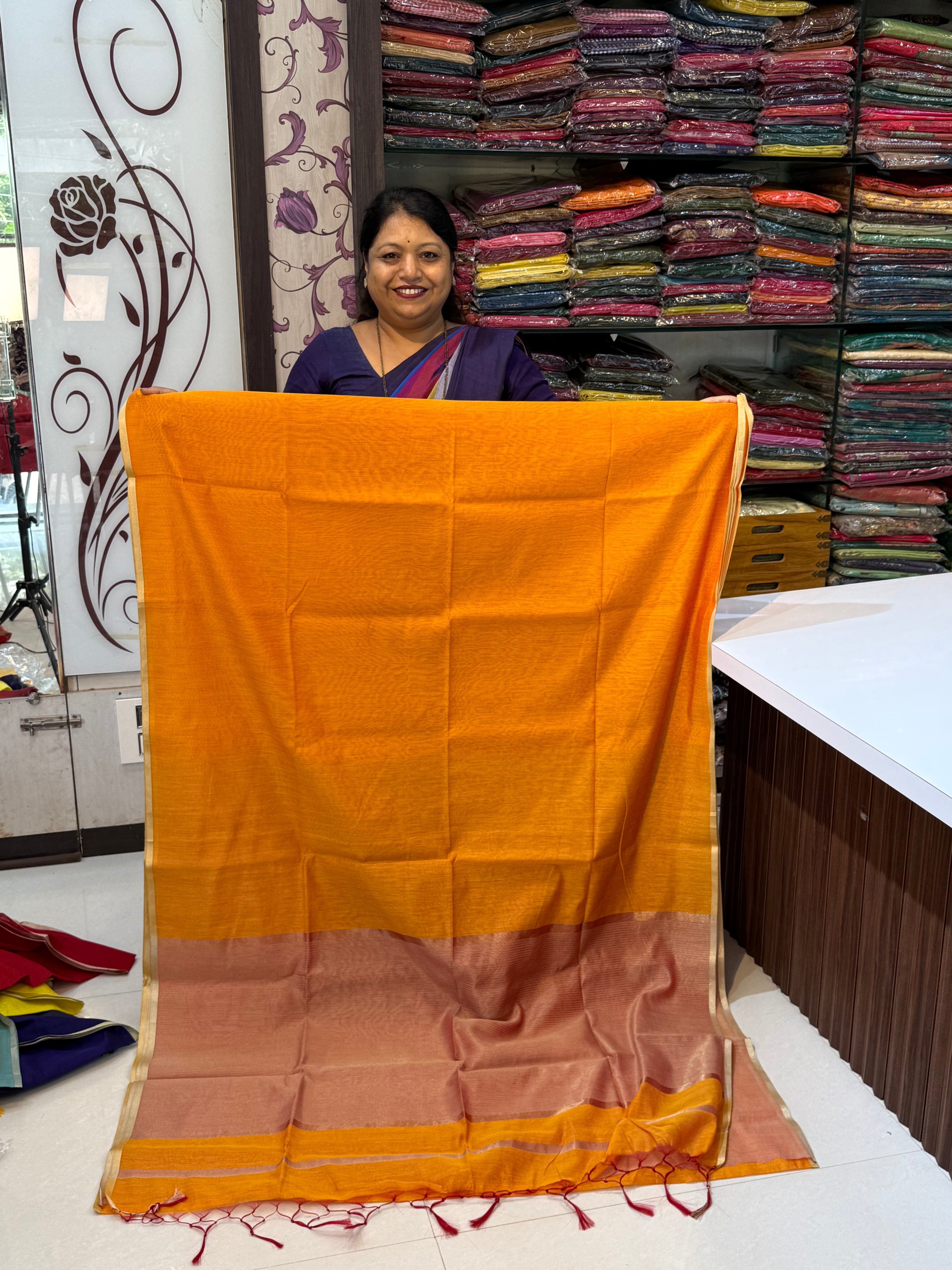 Vrinda Cotton Plain Saree – Elegant Office & Occasion Wear