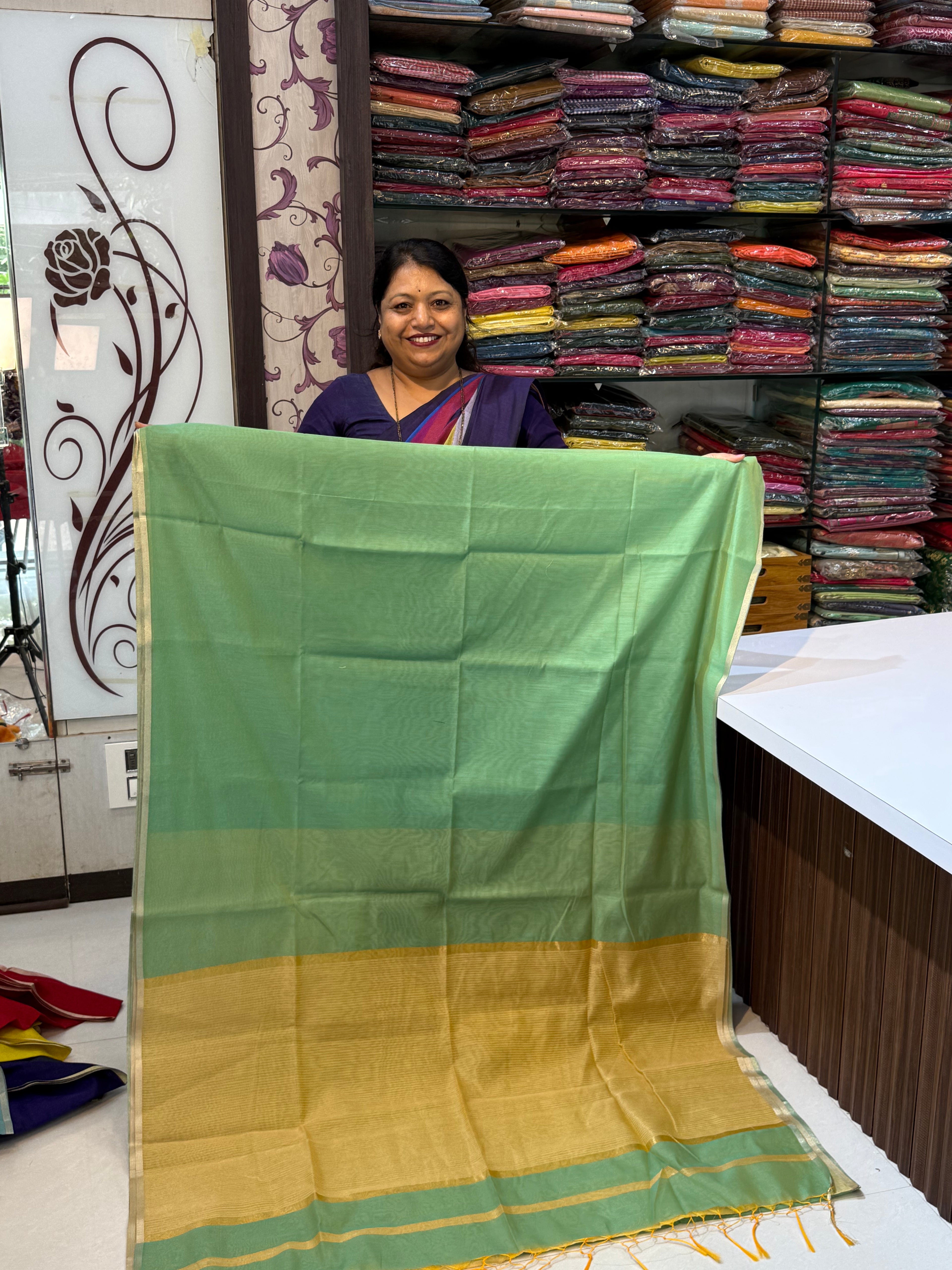 Vrinda Cotton Plain Saree – Elegant Office & Occasion Wear