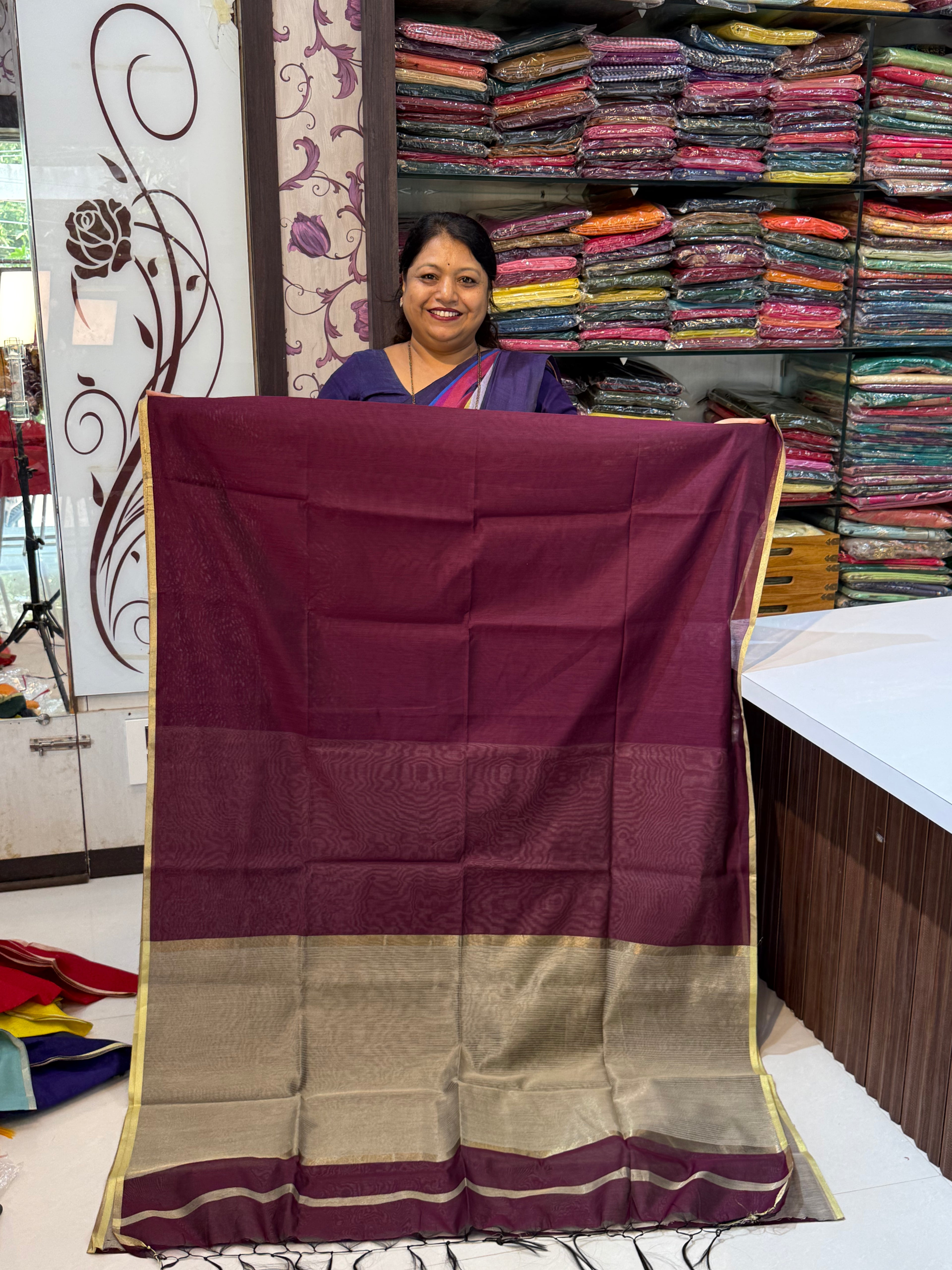 Vrinda Cotton Plain Saree – Elegant Office & Occasion Wear