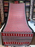 Ajrakh Printed Silk Saree with Mirror Work Detailing RED