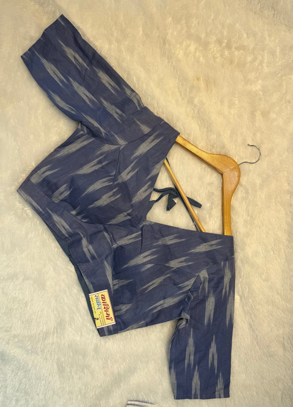 New Launch – Premium Ikat Print Khadi Cotton Full Sleeve Blouse Ready Made Full Sleeve Ikat Print Khadi Cotton Blouse | Sizes 38–44