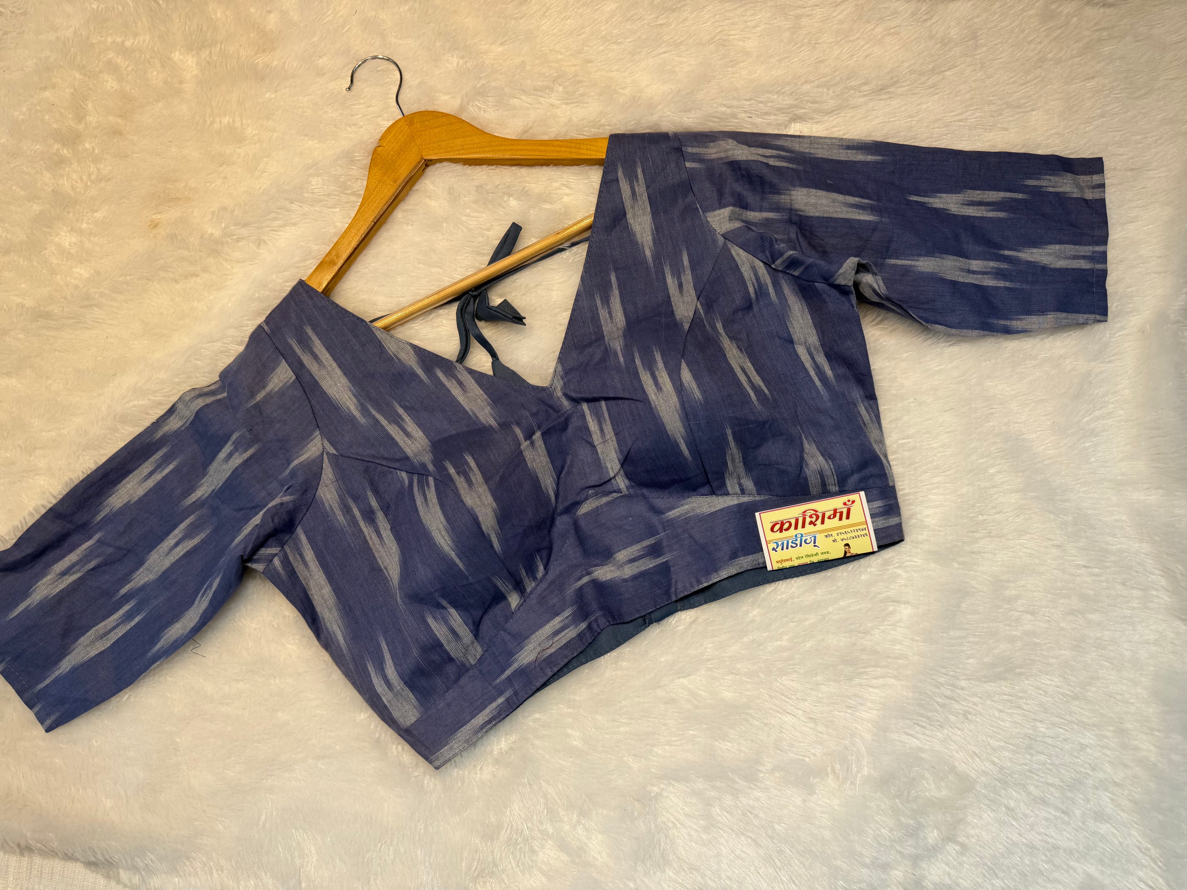 New Launch – Premium Ikat Print Khadi Cotton Full Sleeve Blouse Ready Made Full Sleeve Ikat Print Khadi Cotton Blouse | Sizes 38–44