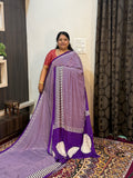 Ajrakh Printed Silk Saree with Mirror Work Detailing