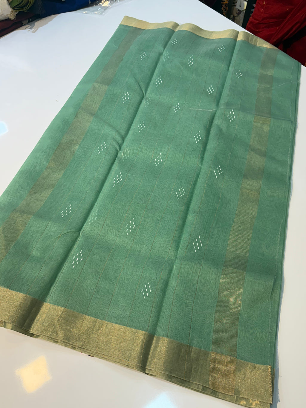 CHANDERI SILK AQUA GREEN