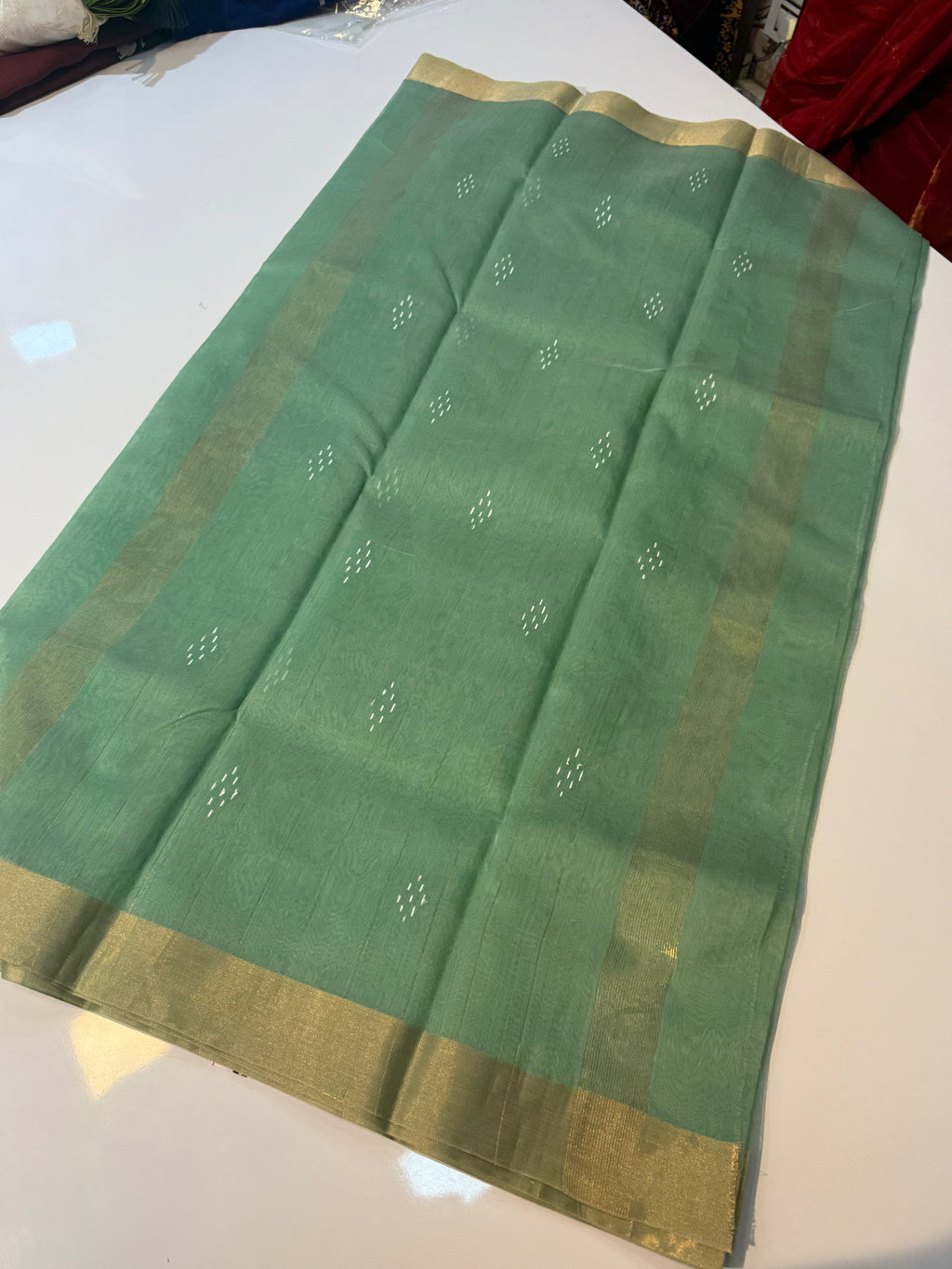 CHANDERI SILK AQUA GREEN