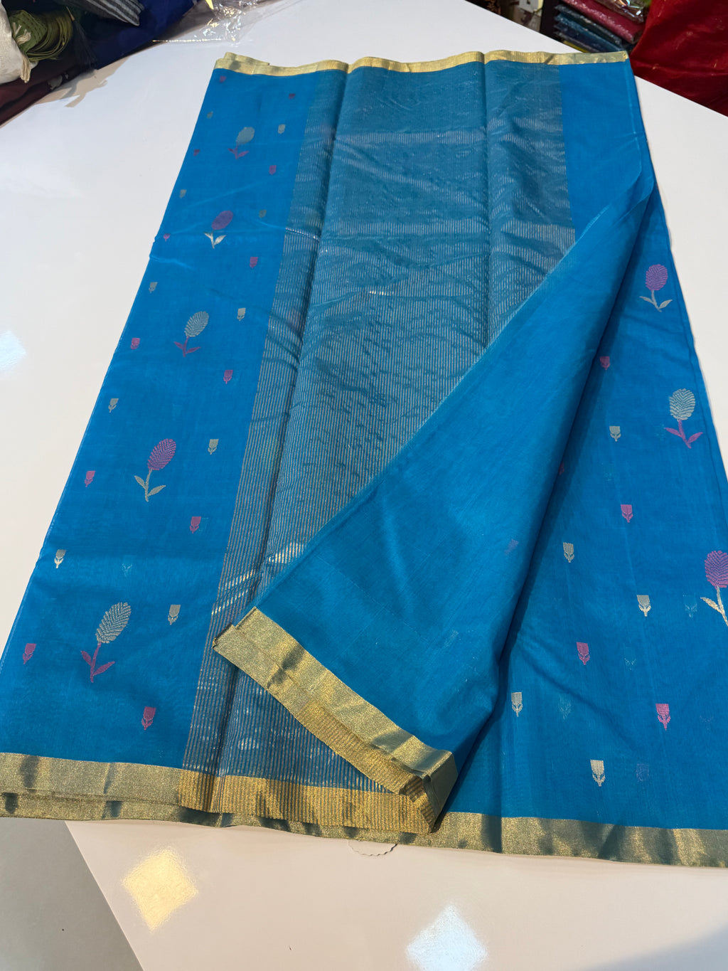CHANDERI PURE SILK IN BLUE