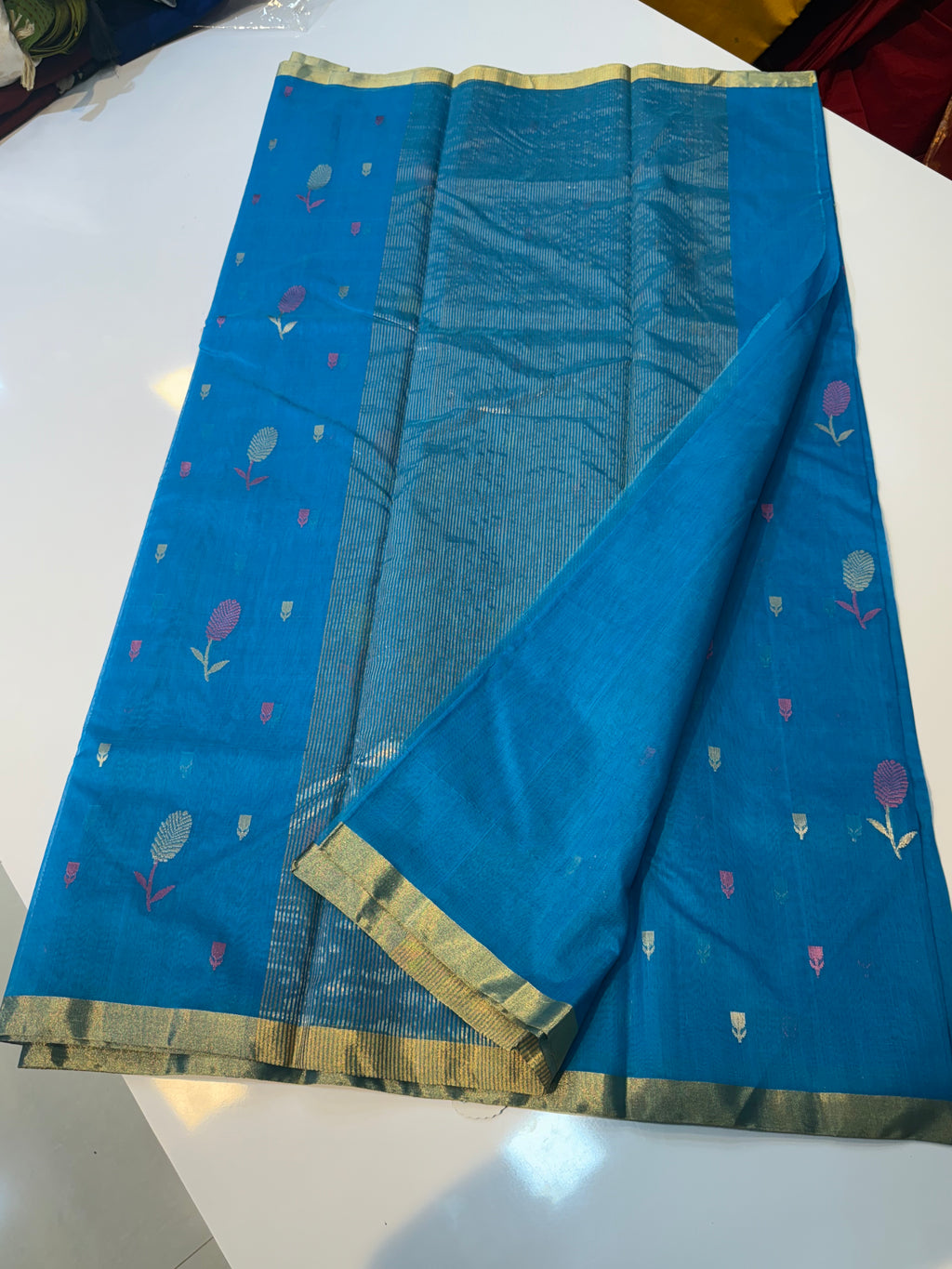 CHANDERI PURE SILK IN BLUE