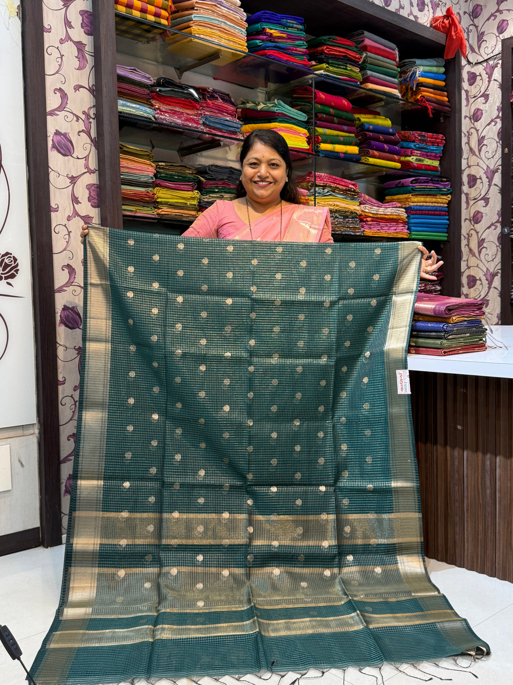 Vrinda Cotton Zari Checks with Butta Sarees