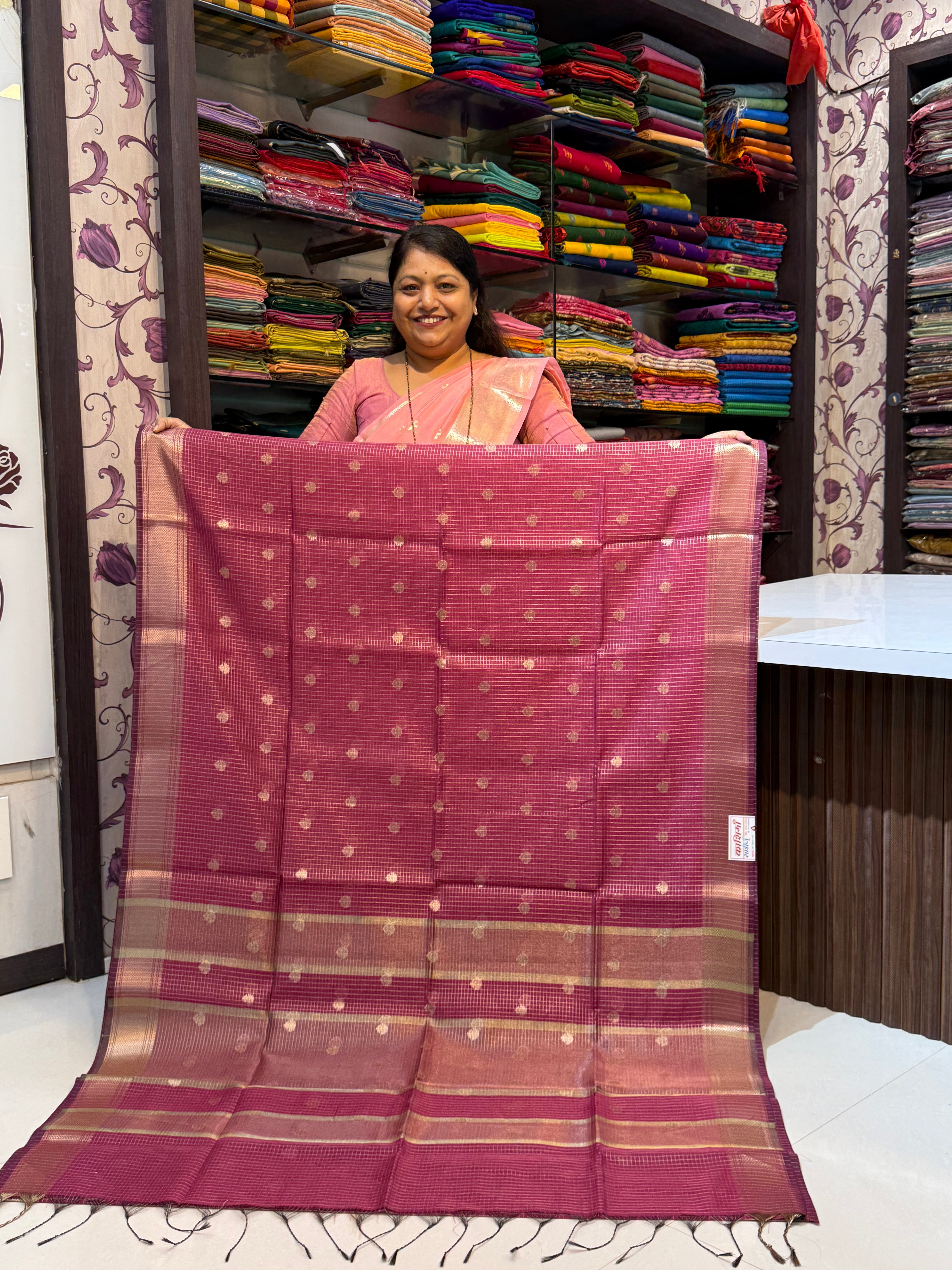 Vrinda Cotton Zari Checks with Butta Sarees