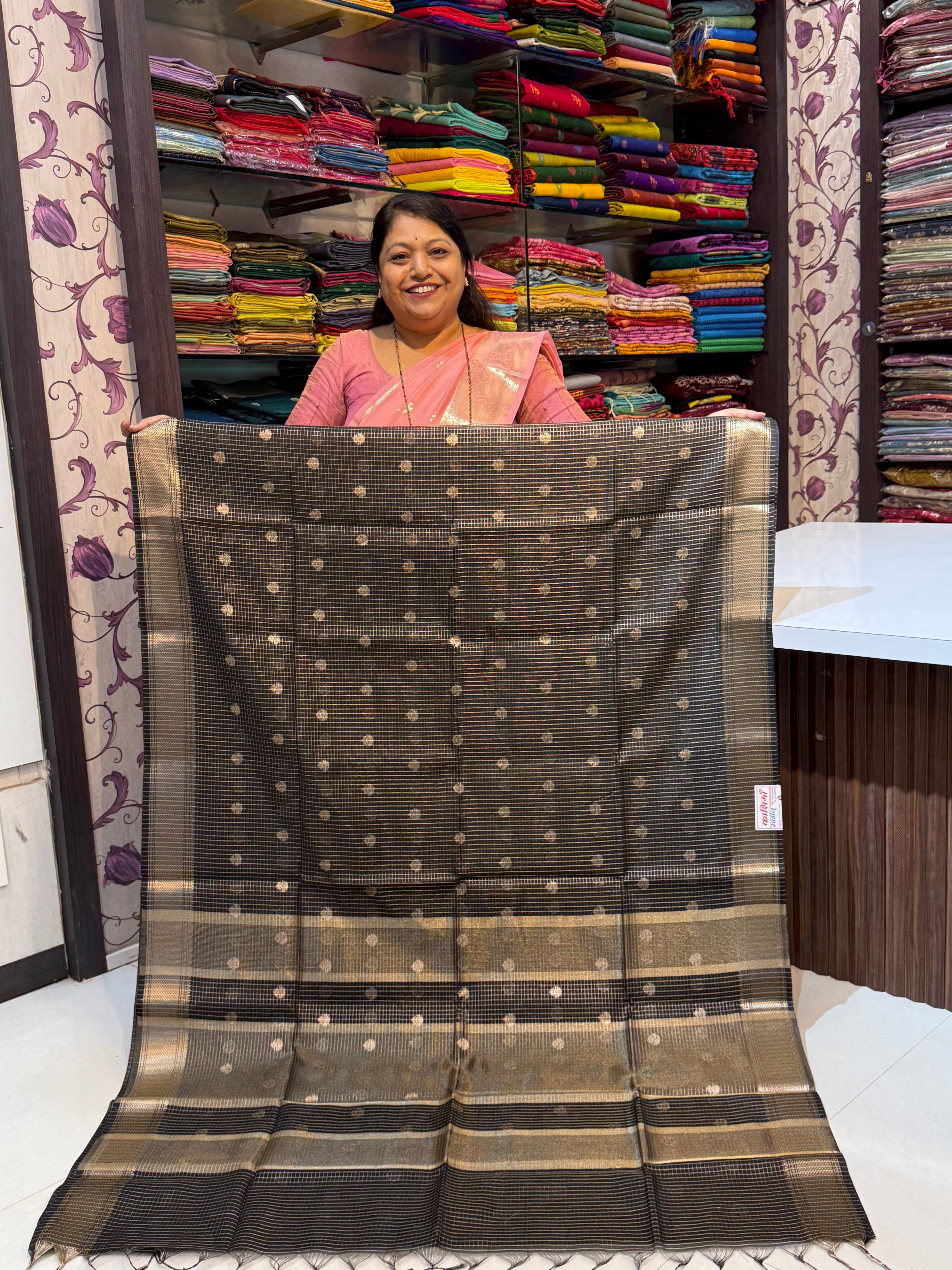Vrinda Cotton Zari Checks with Butta Sarees