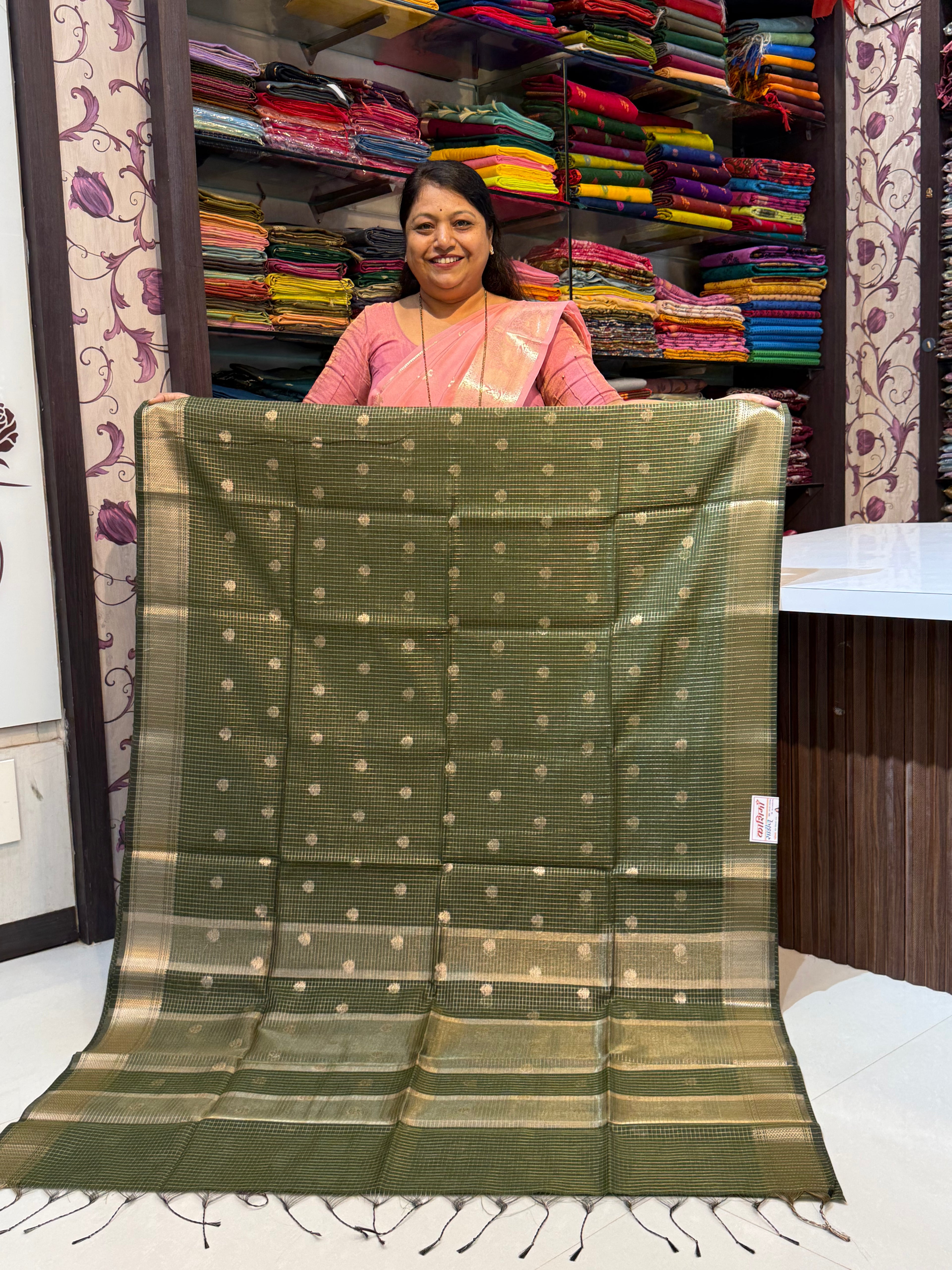 Vrinda Cotton Zari Checks with Butta Sarees