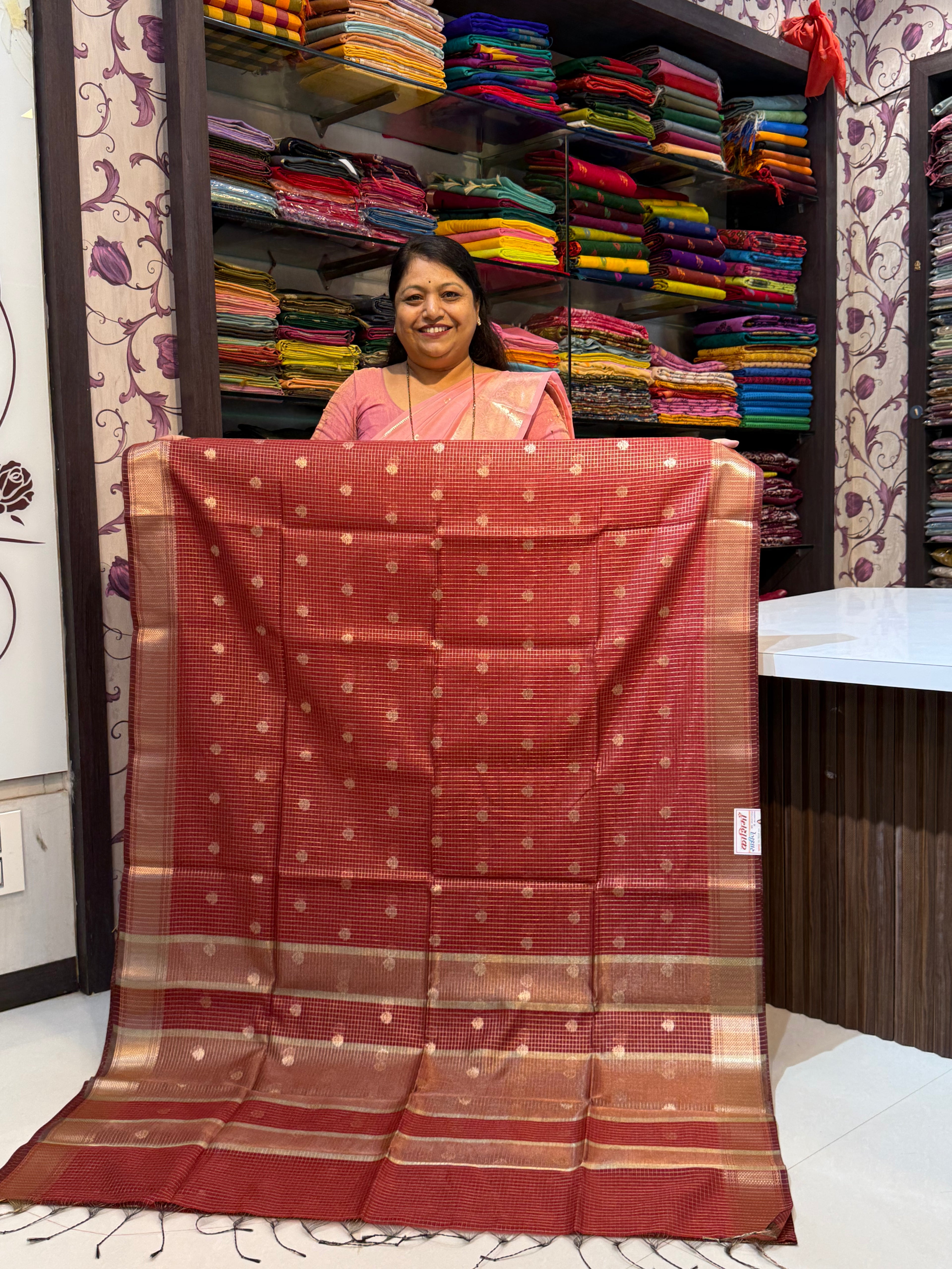 Vrinda Cotton Zari Checks with Butta Sarees