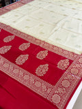 WHITE Premium Banarasi Silk Saree – Art Georgette Semi Silk | Rich Designer Weave | 6.5 Mtrs with Blouse Piece