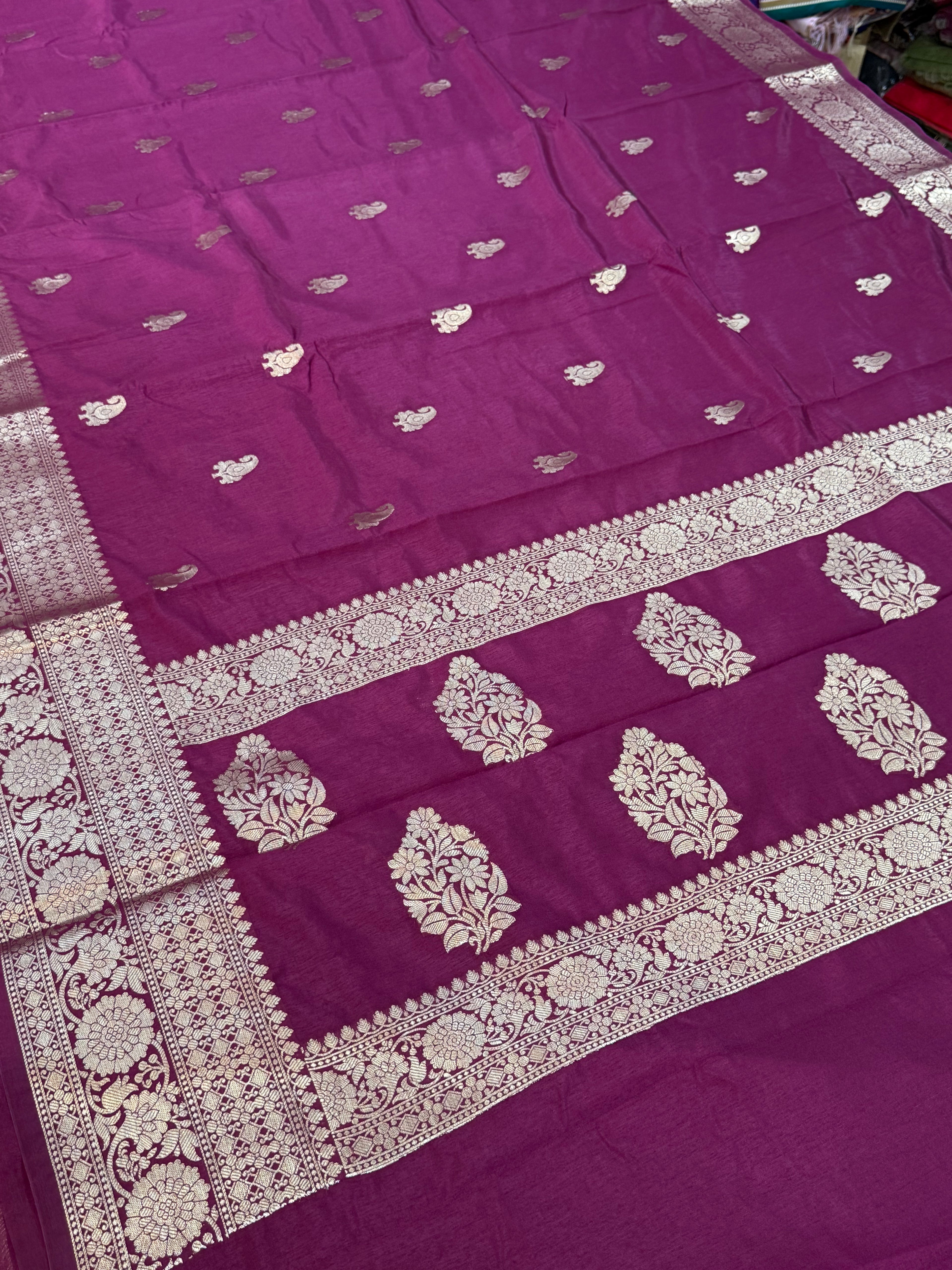 Magenta Pink Banarasi Silk Saree – Art Georgette Semi Silk | Rich Designer Weave | 6.5 Mtrs with Blouse Piece