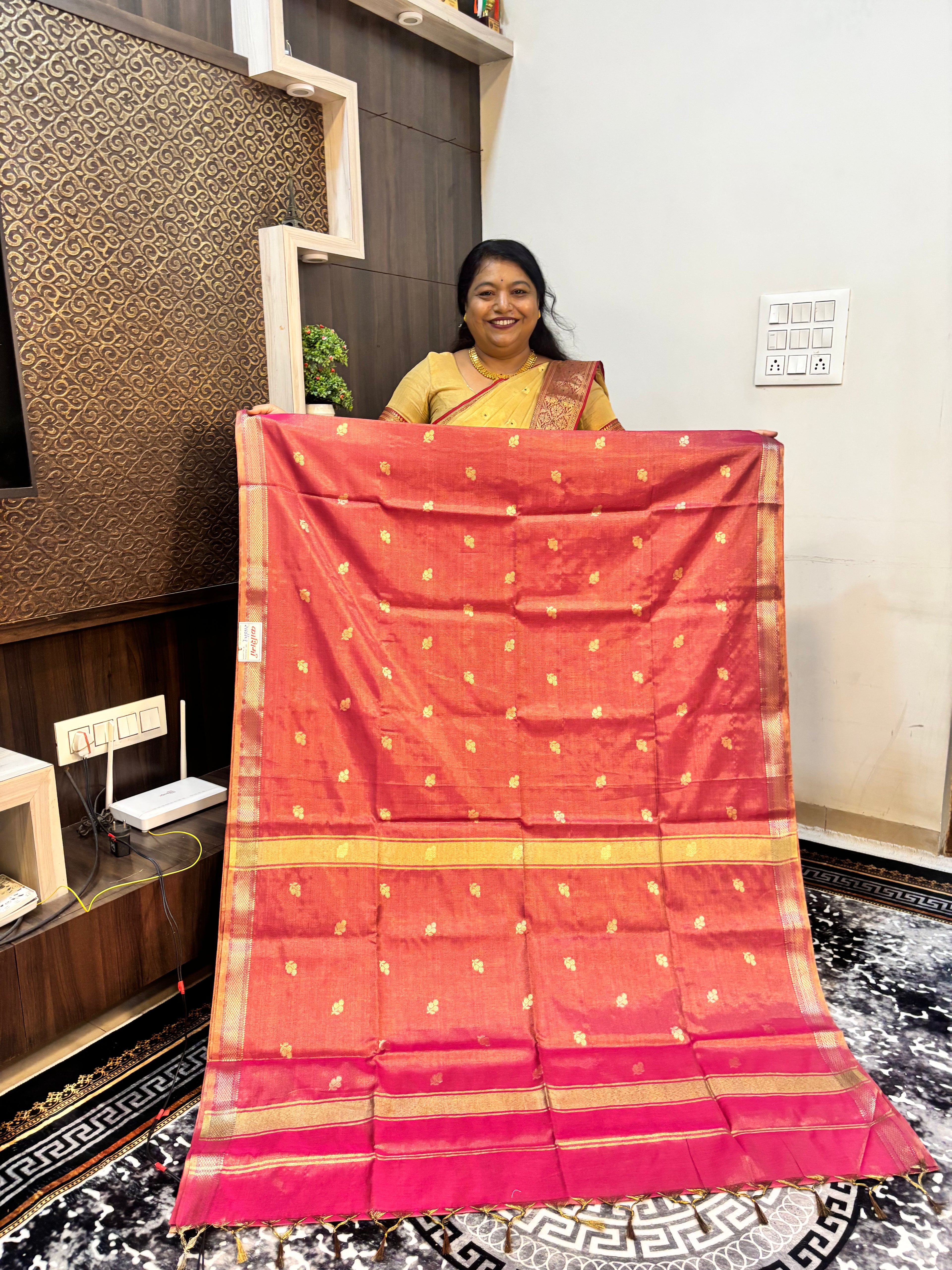 VRIN-21 | Tissue Belpatta Butta Vrinda Cotton Saree