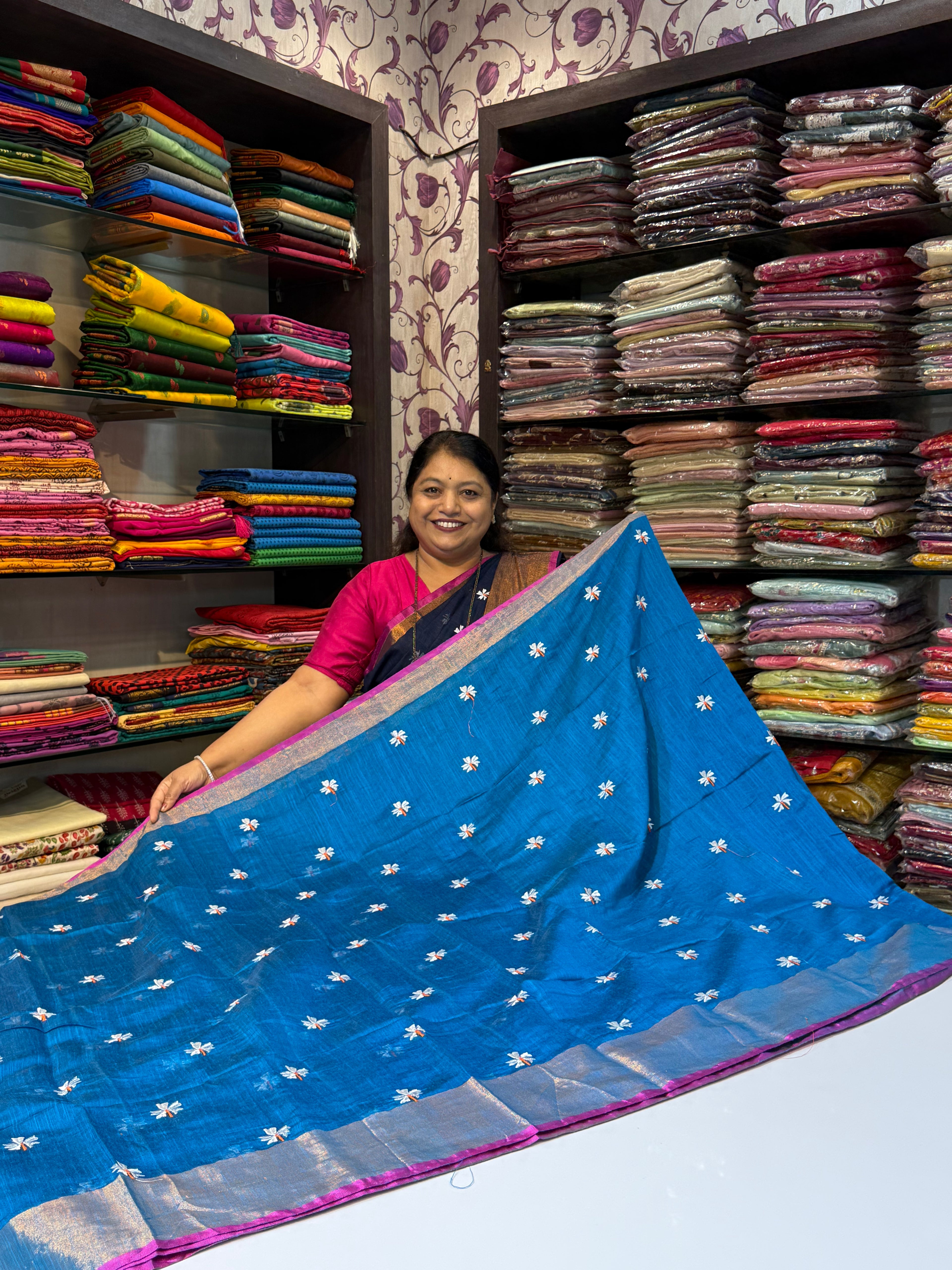 Prajakta Phool Saree with Zari Border