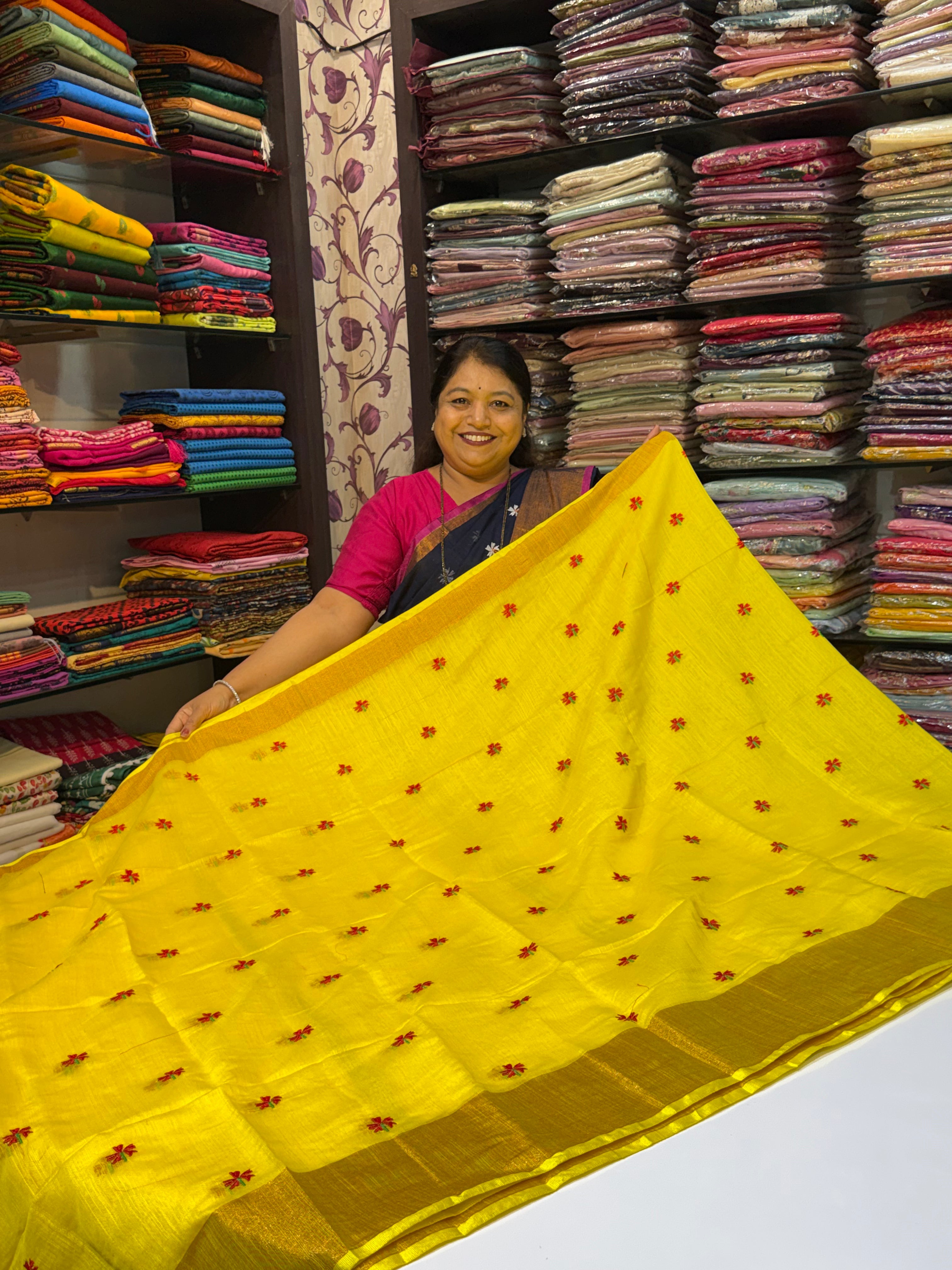 Prajakta Phool Saree with Zari Border