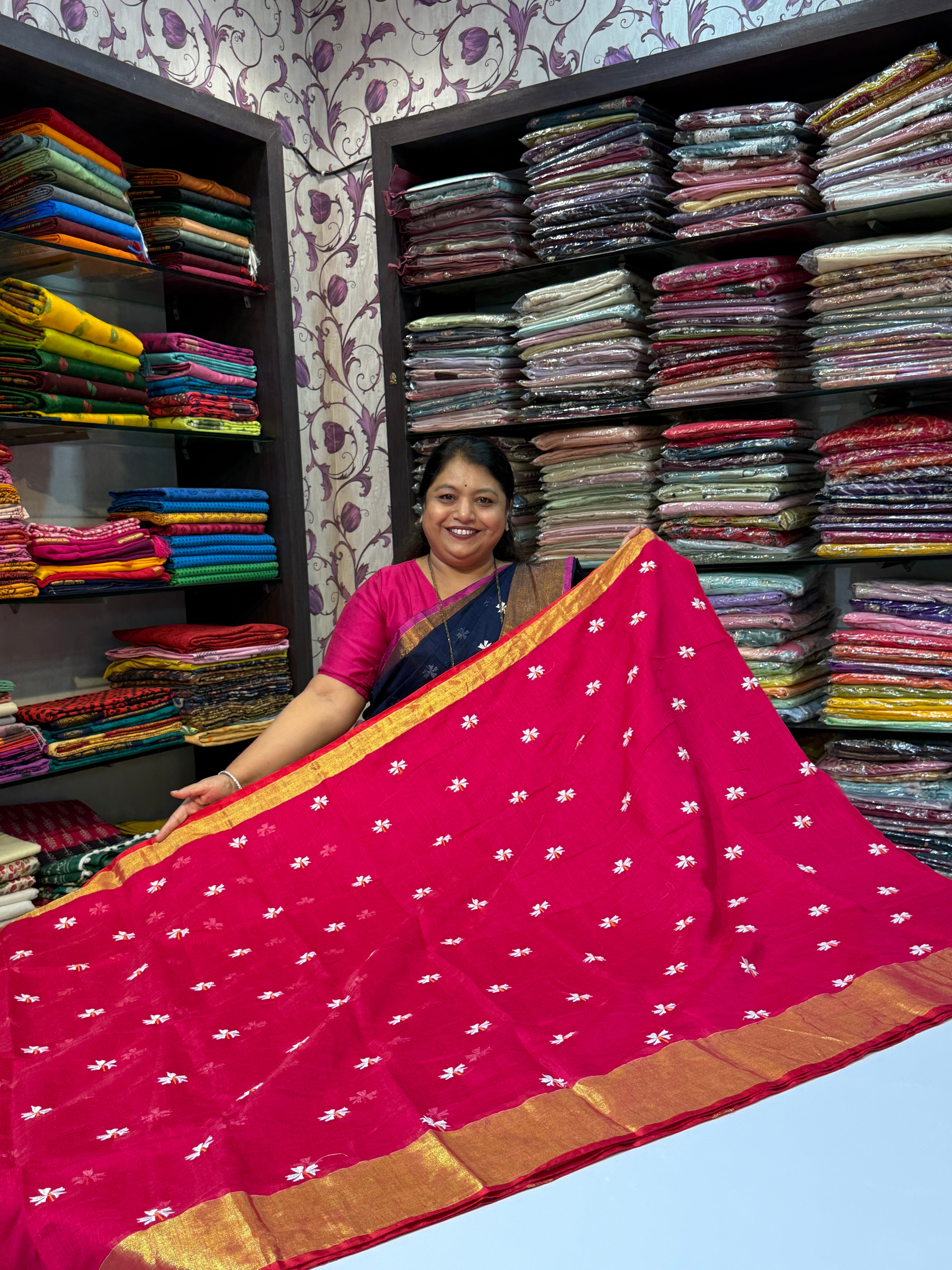 Prajakta Phool Saree with Zari Border
