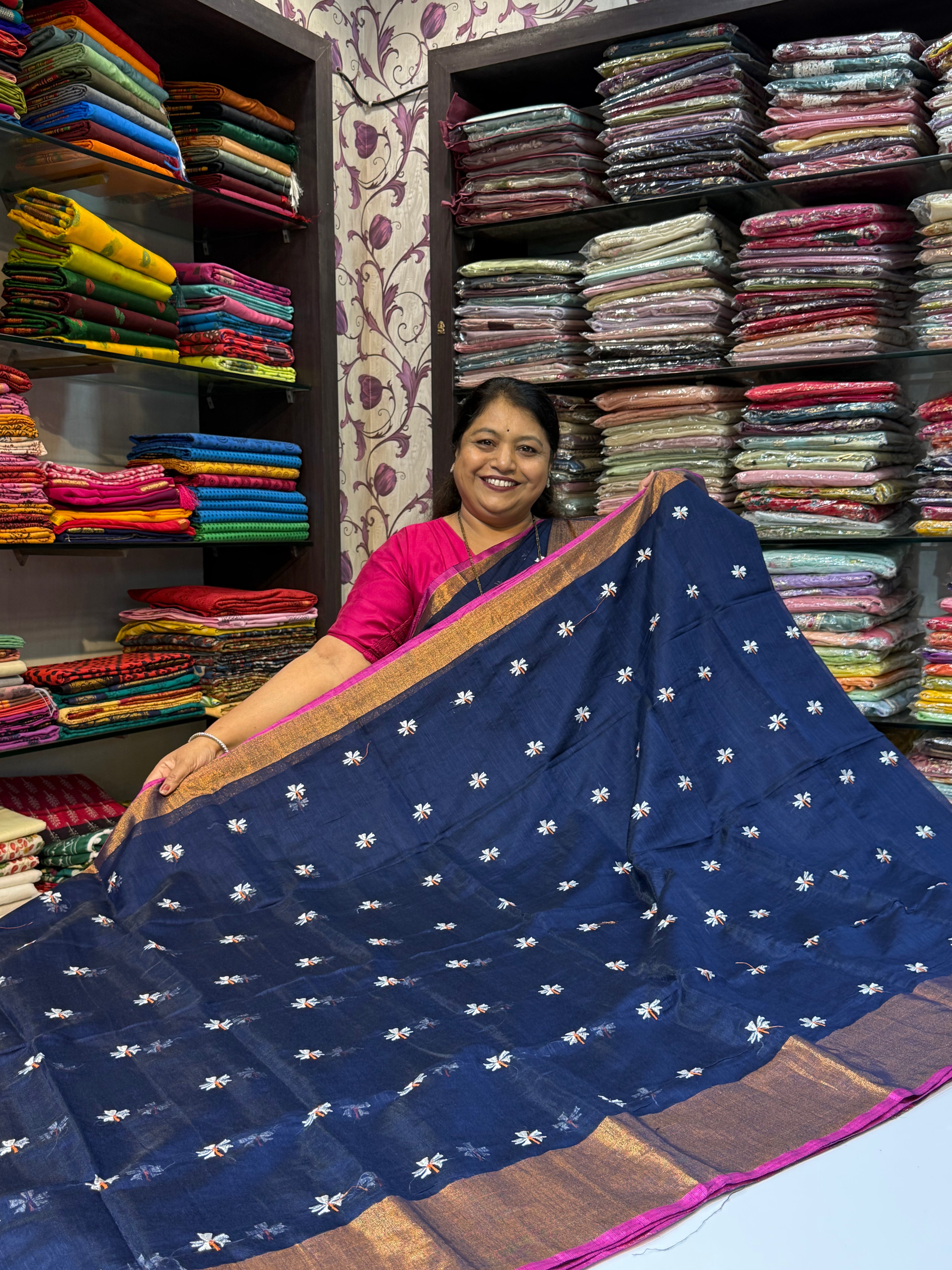 Prajakta Phool Saree with Zari Border