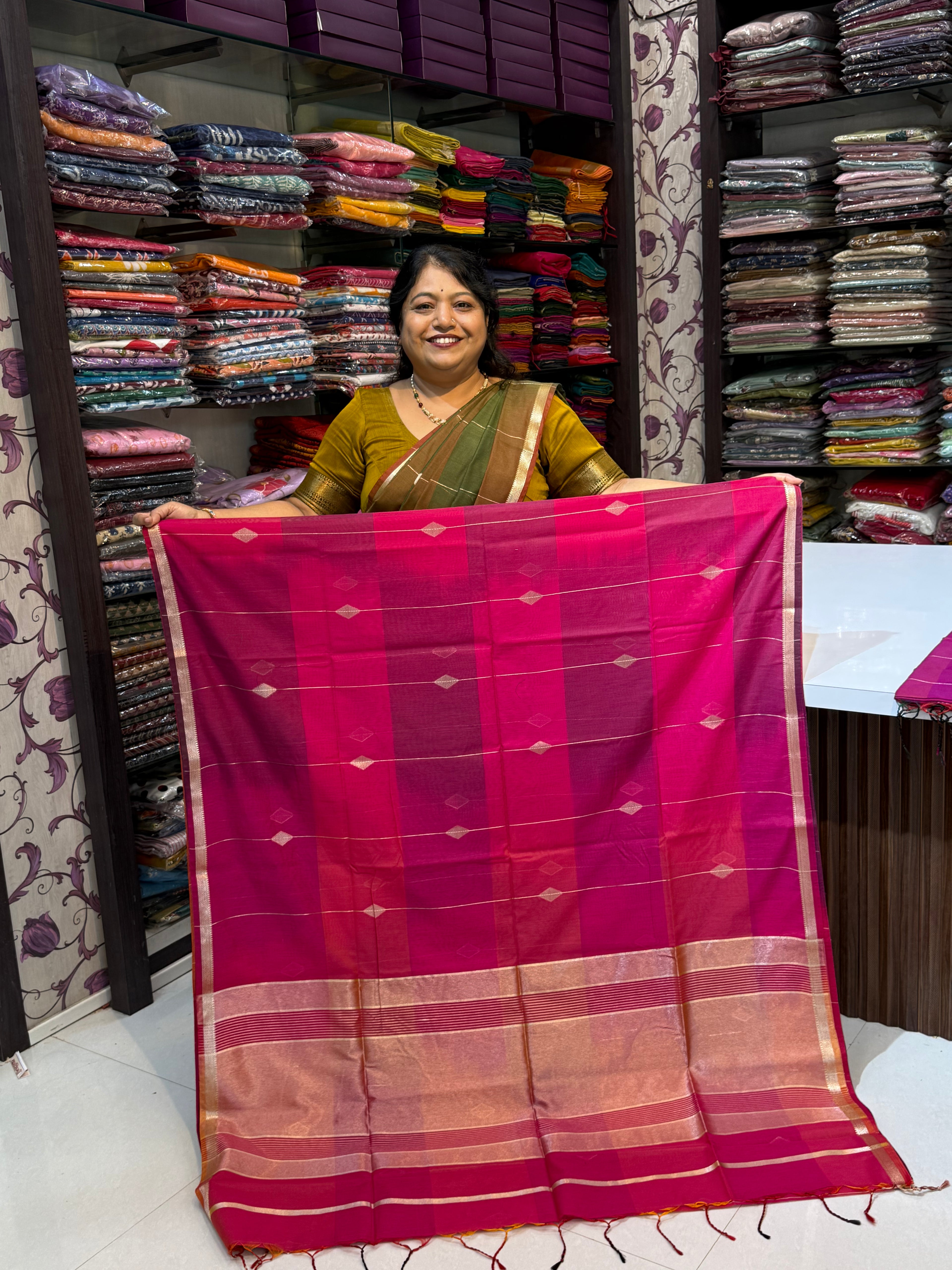 Vrinda Cotton Lining Butta Shaded Saree