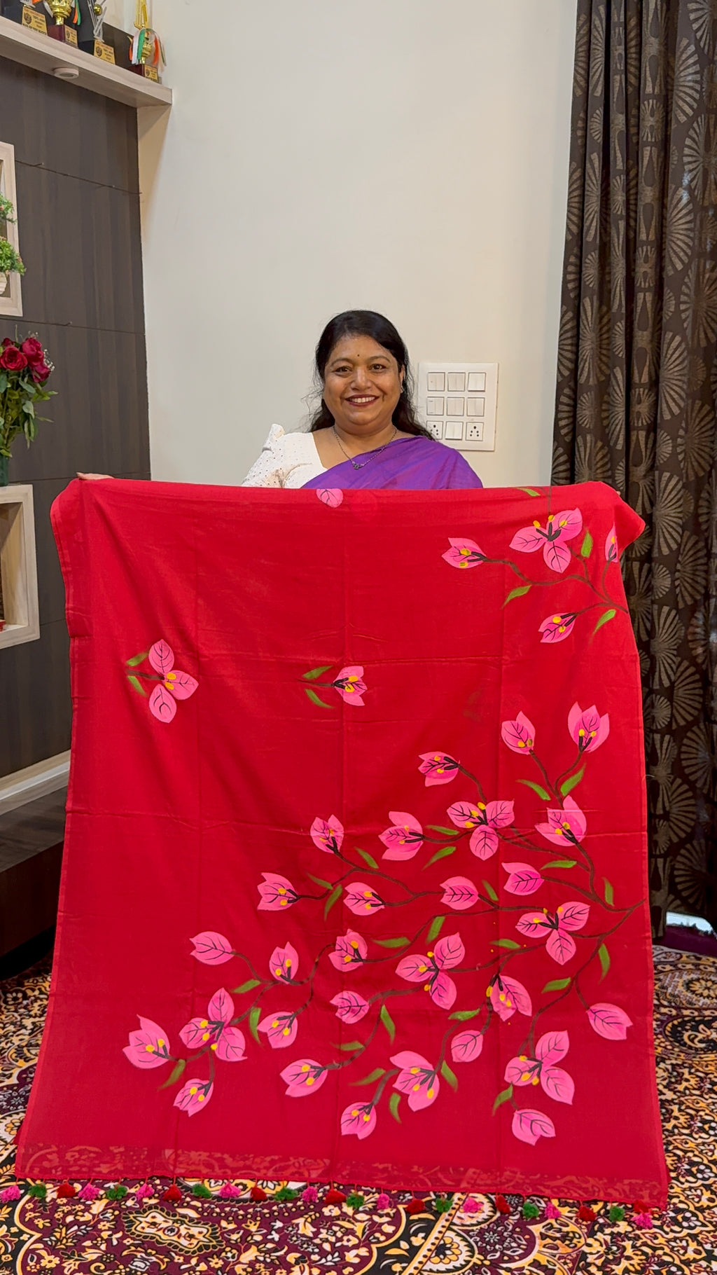 FLOWER HAND BRUSH PRINT MAL COTTON SAREES