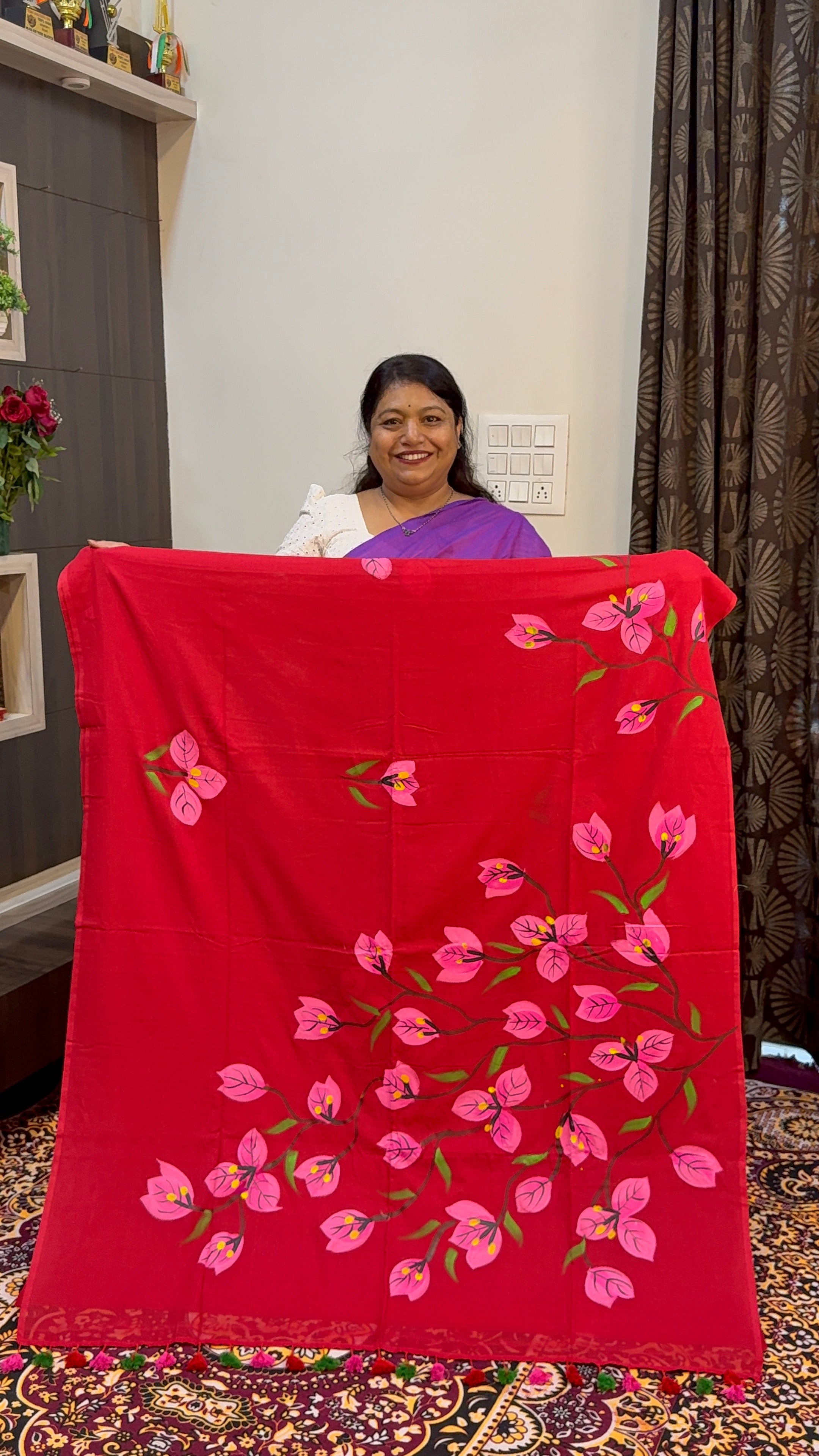 FLOWER HAND BRUSH PRINT MAL COTTON SAREES