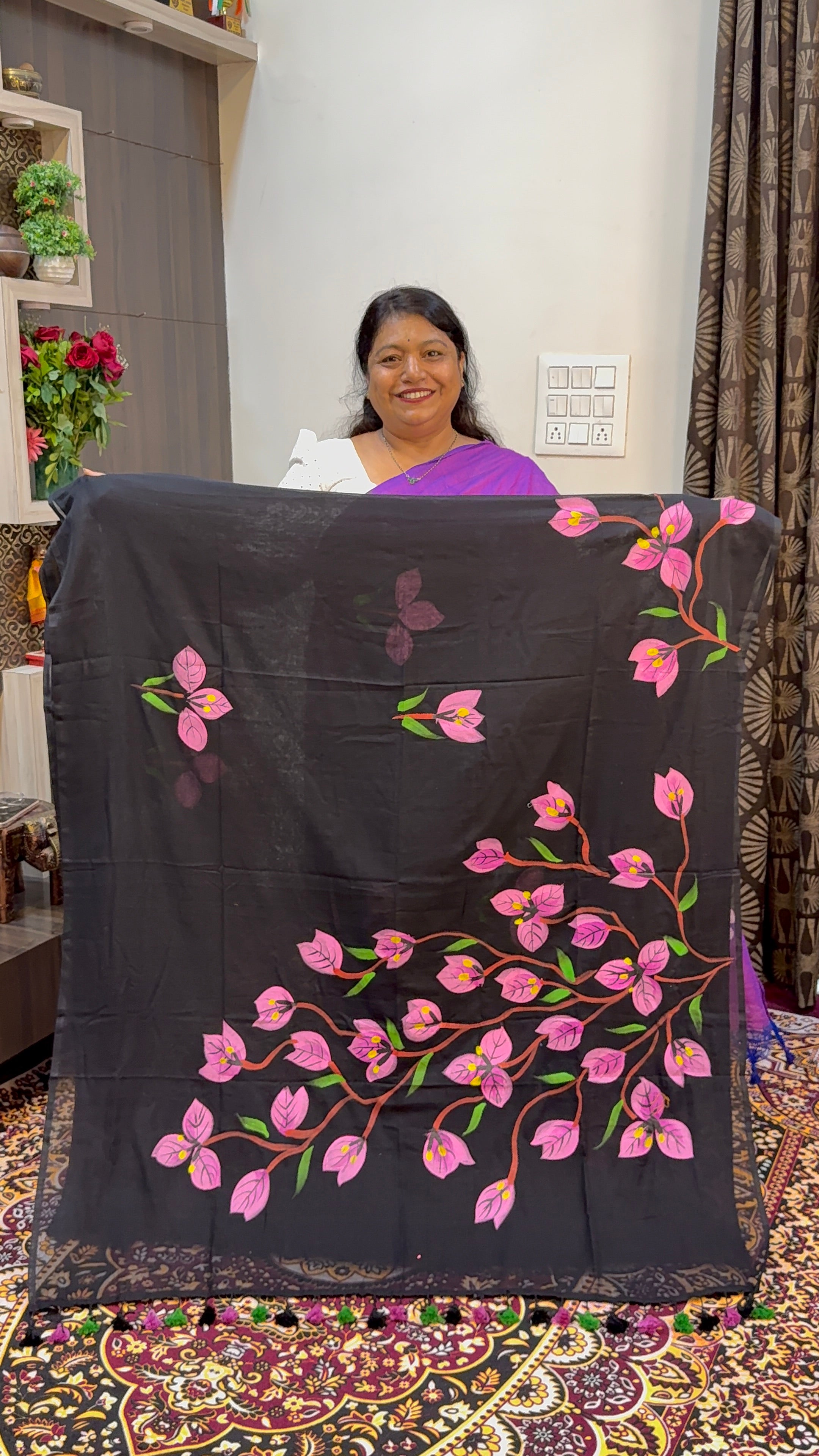 FLOWER HAND BRUSH PRINT MAL COTTON SAREES