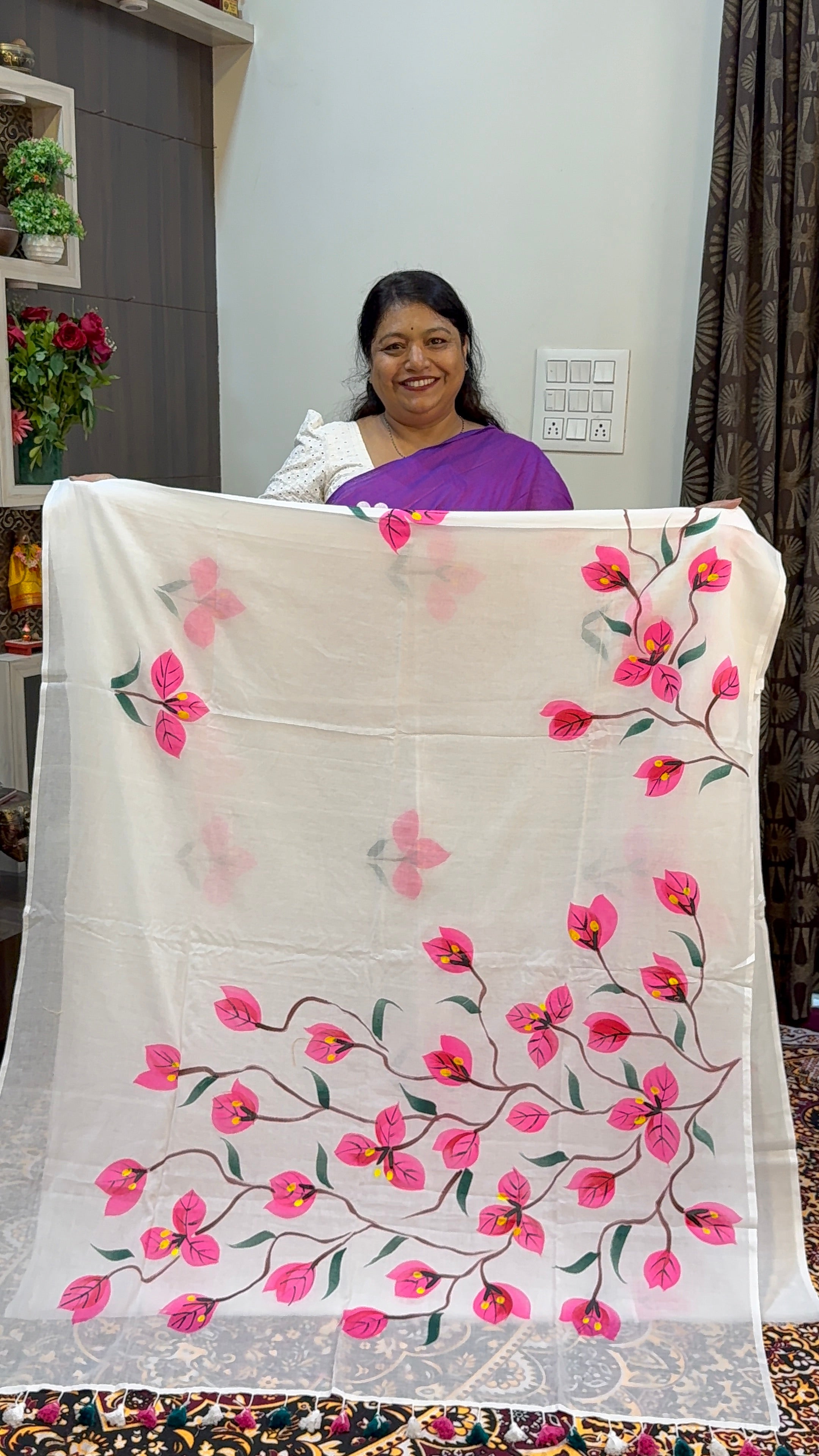 FLOWER HAND BRUSH PRINT MAL COTTON SAREES