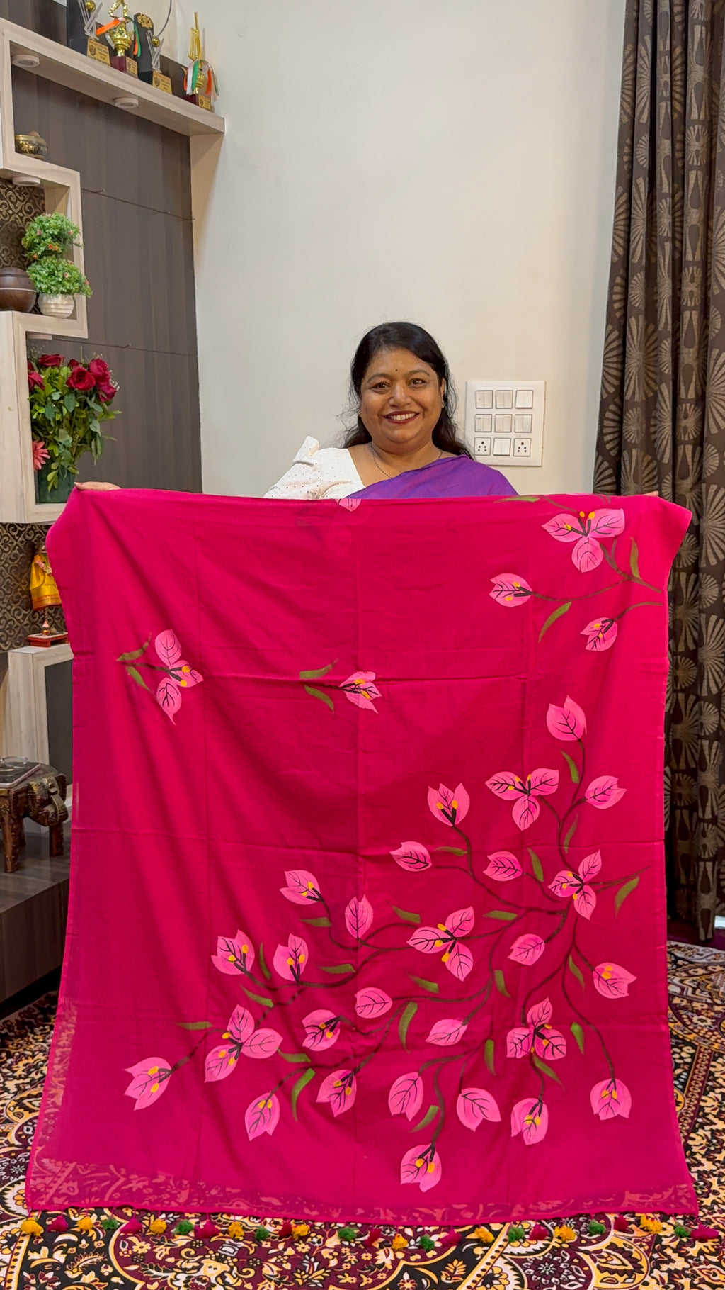 FLOWER HAND BRUSH PRINT MAL COTTON SAREES