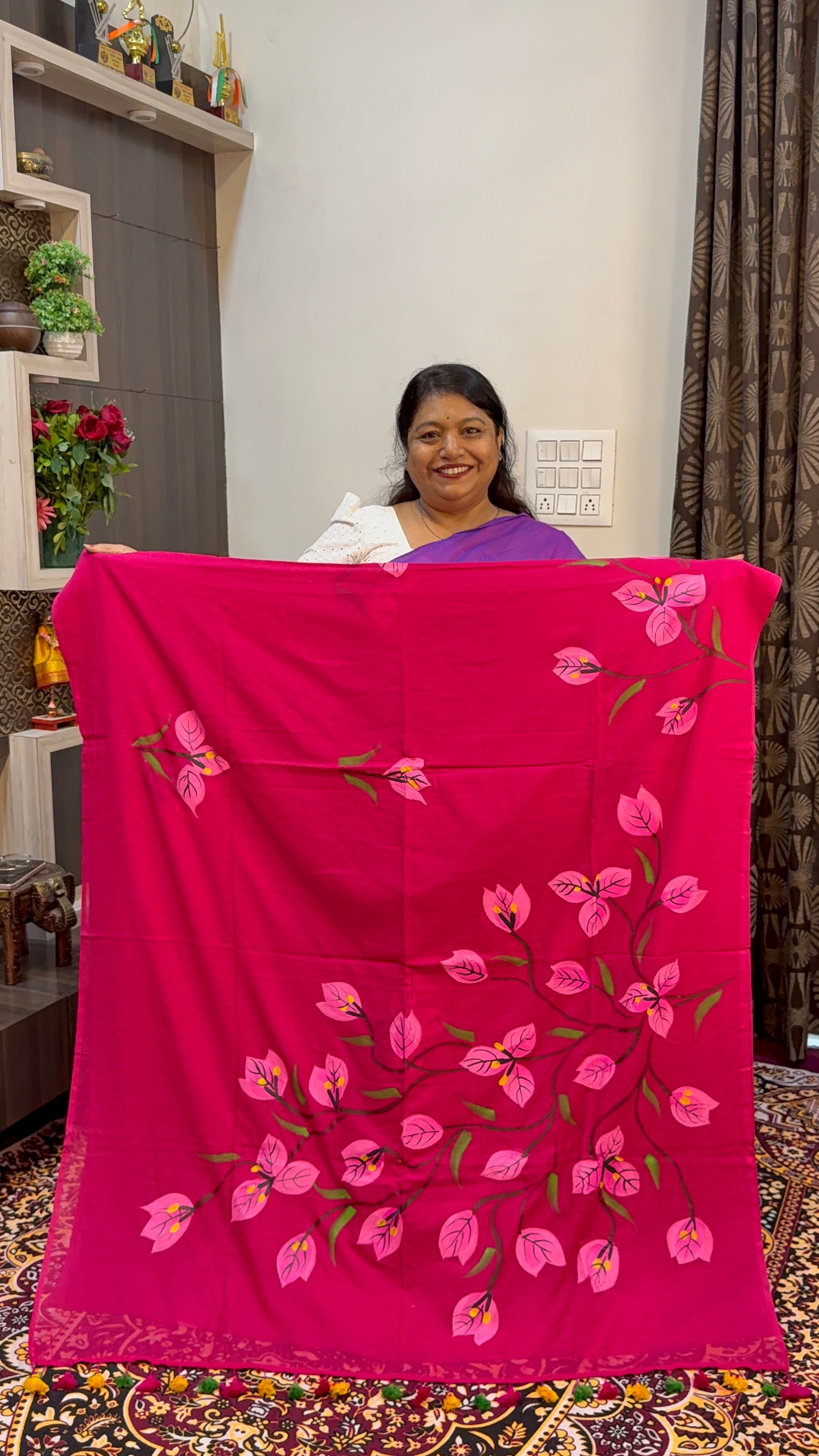 FLOWER HAND BRUSH PRINT MAL COTTON SAREES
