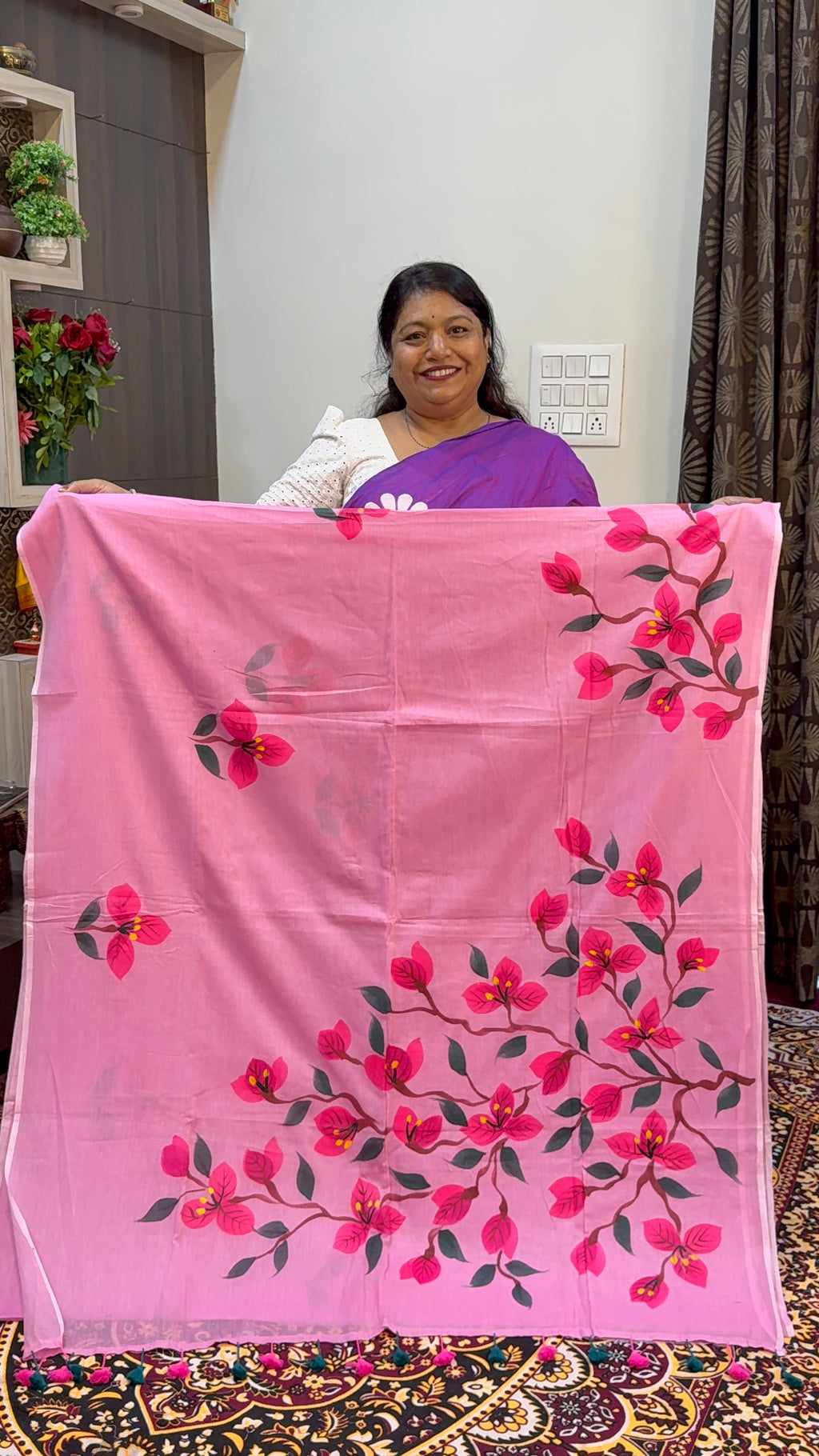 FLOWER HAND BRUSH PRINT MAL COTTON SAREES