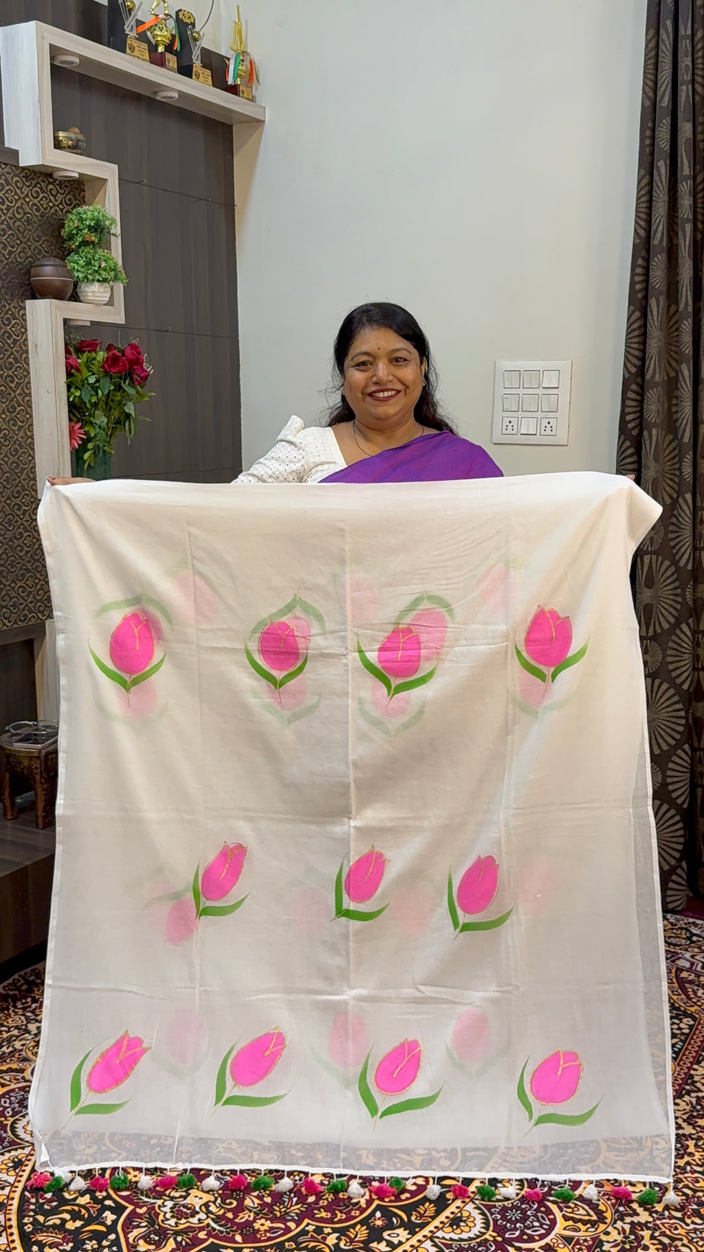 FLOWER HAND BRUSH PRINT MAL COTTON SAREES