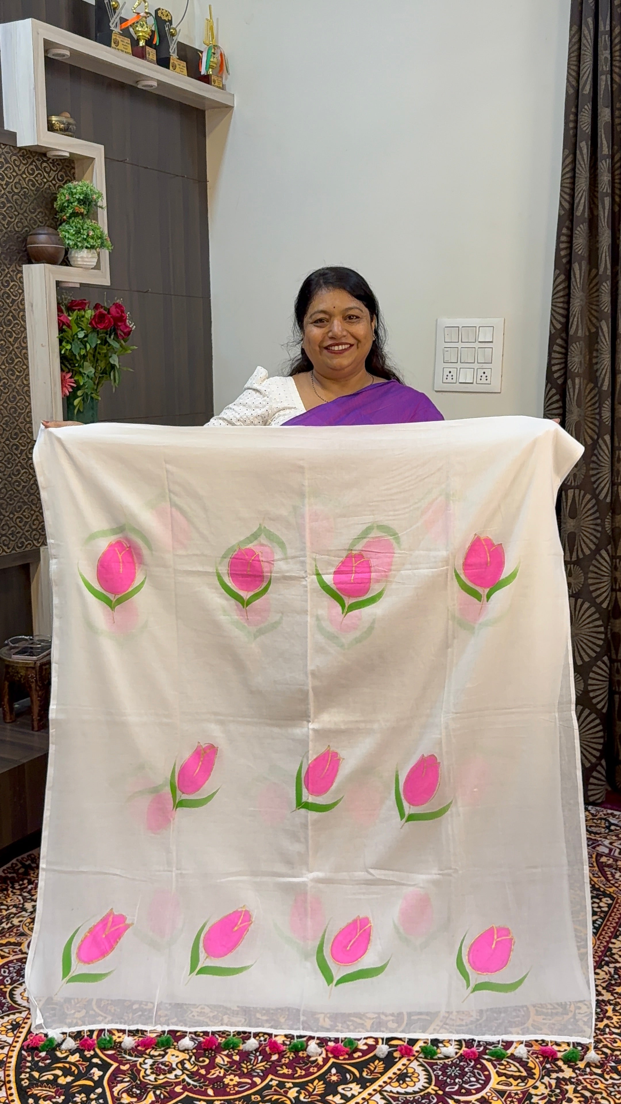 FLOWER HAND BRUSH PRINT MAL COTTON SAREES