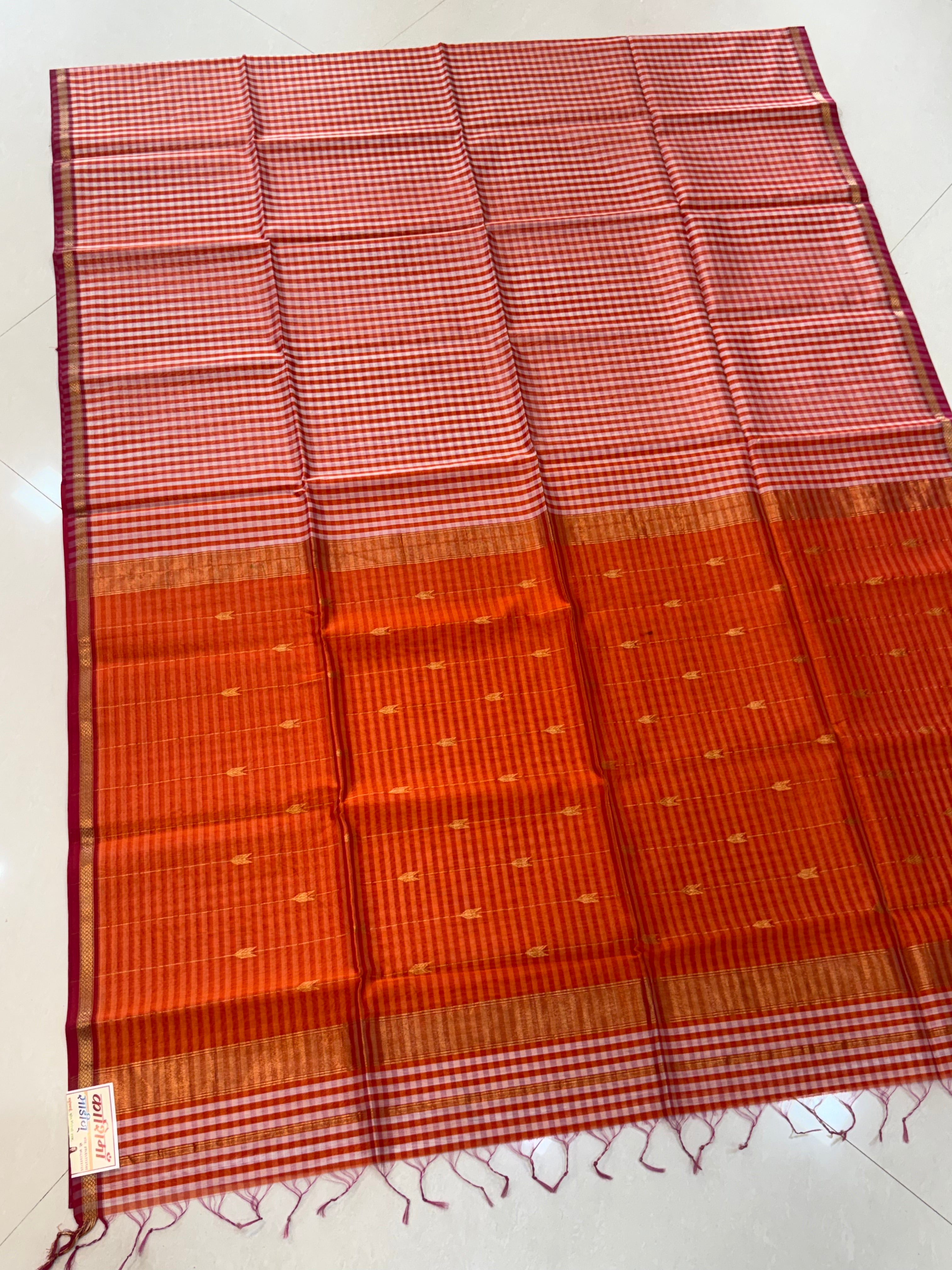 Checks Maheshwari Handloom Saree – Timeless Checks, Traditional Grace