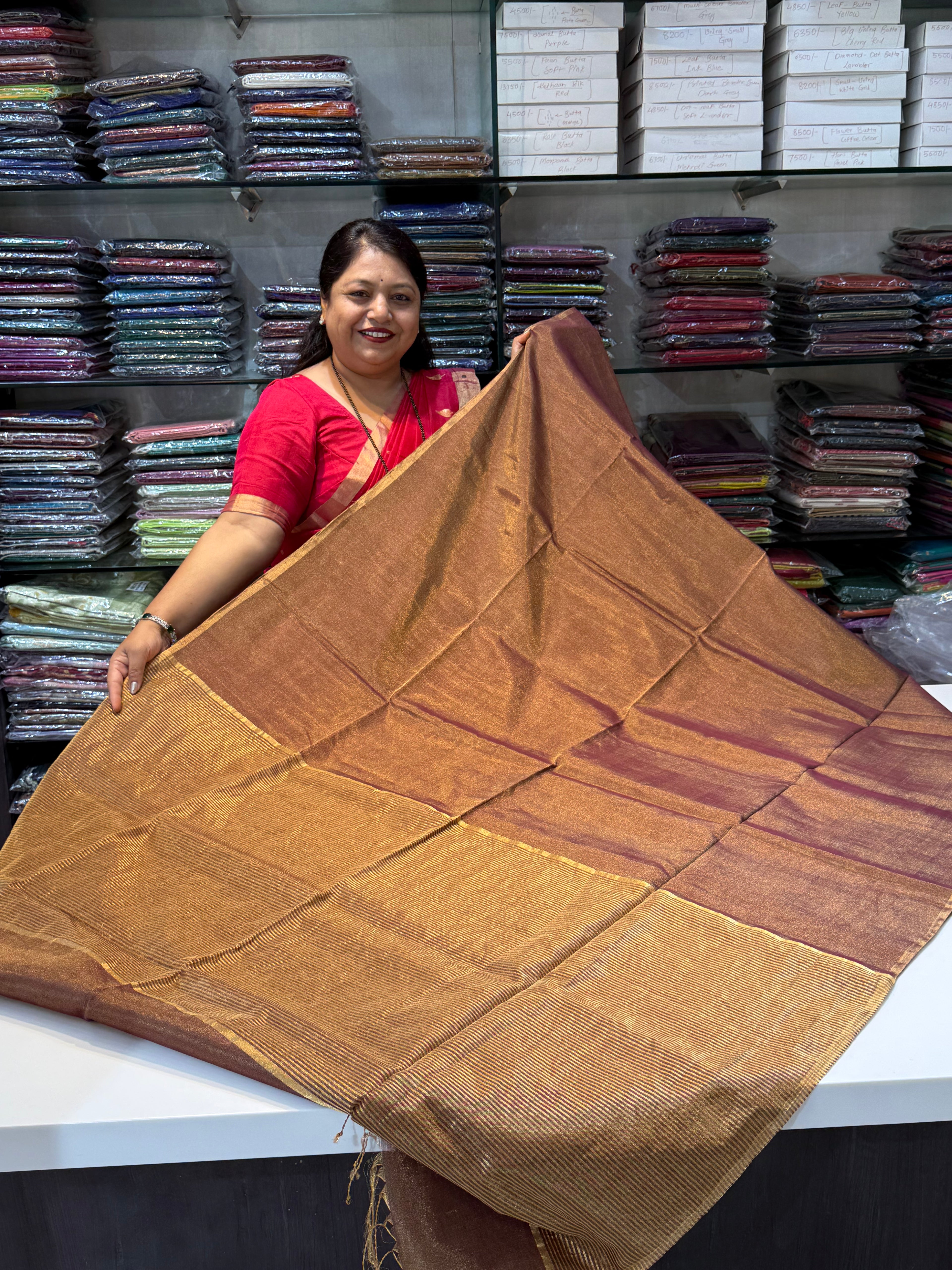 Plain Tissue Maheshwari Saree – Pure Handloom Elegance