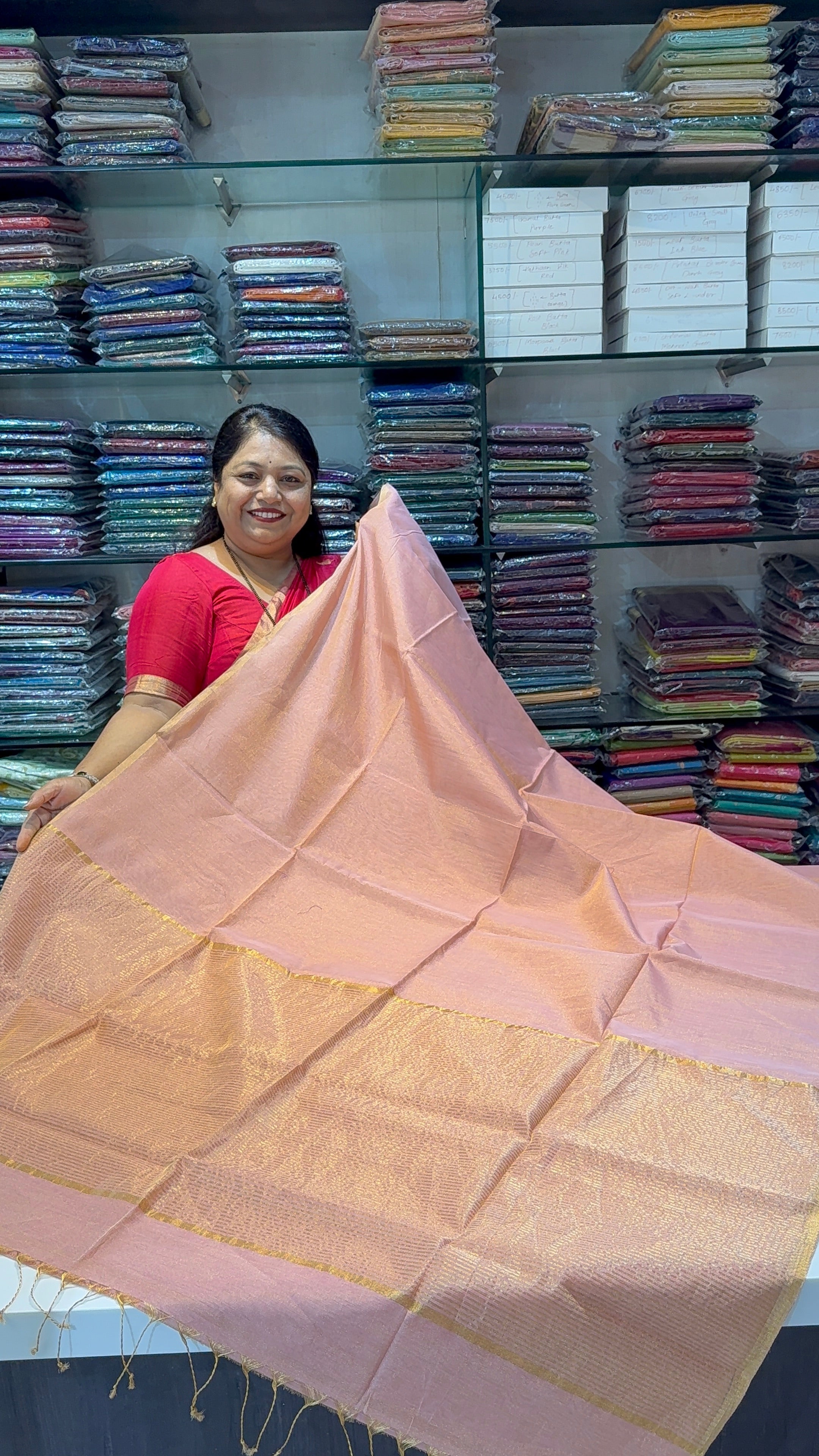 Plain Tissue Maheshwari Saree – Pure Handloom Elegance