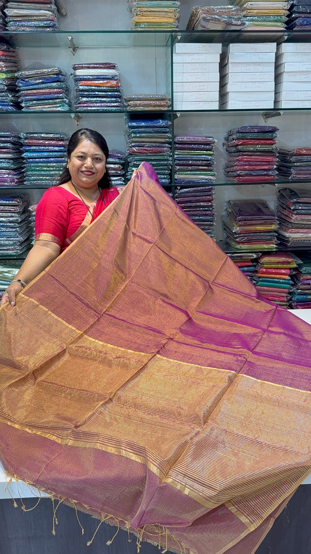 Plain Tissue Maheshwari Saree – Pure Handloom Elegance